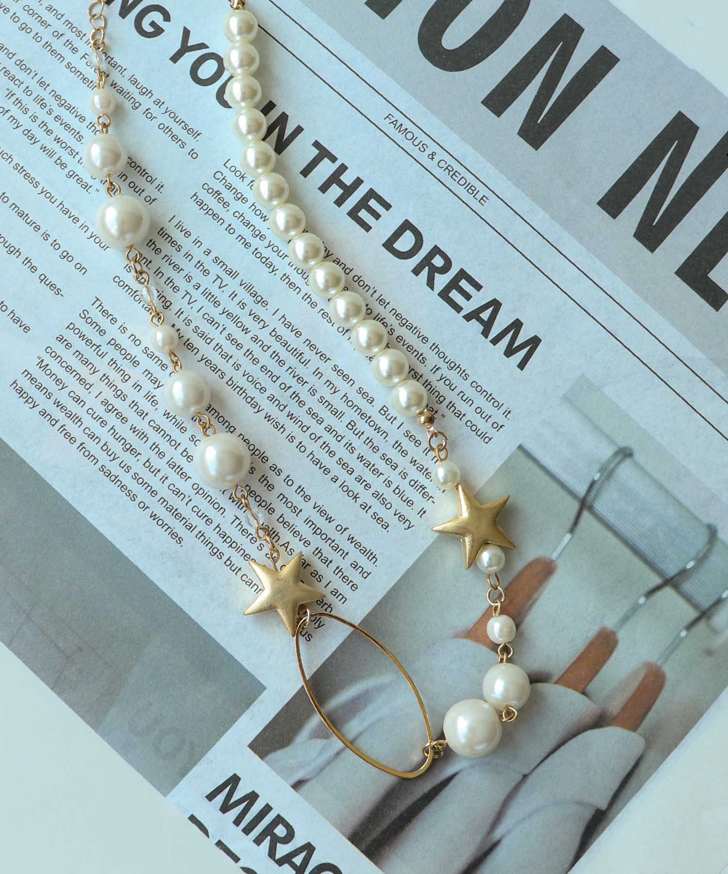 パール×スターMIXネックレス