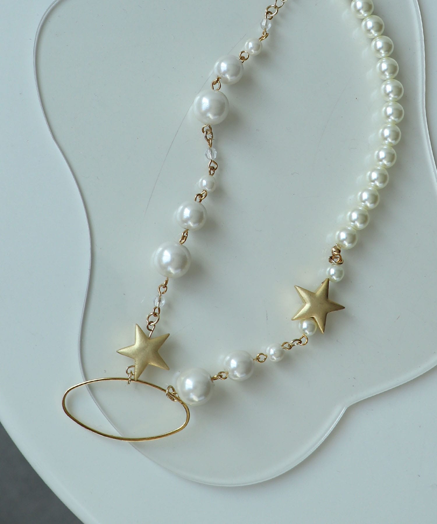 パール×スターMIXネックレス