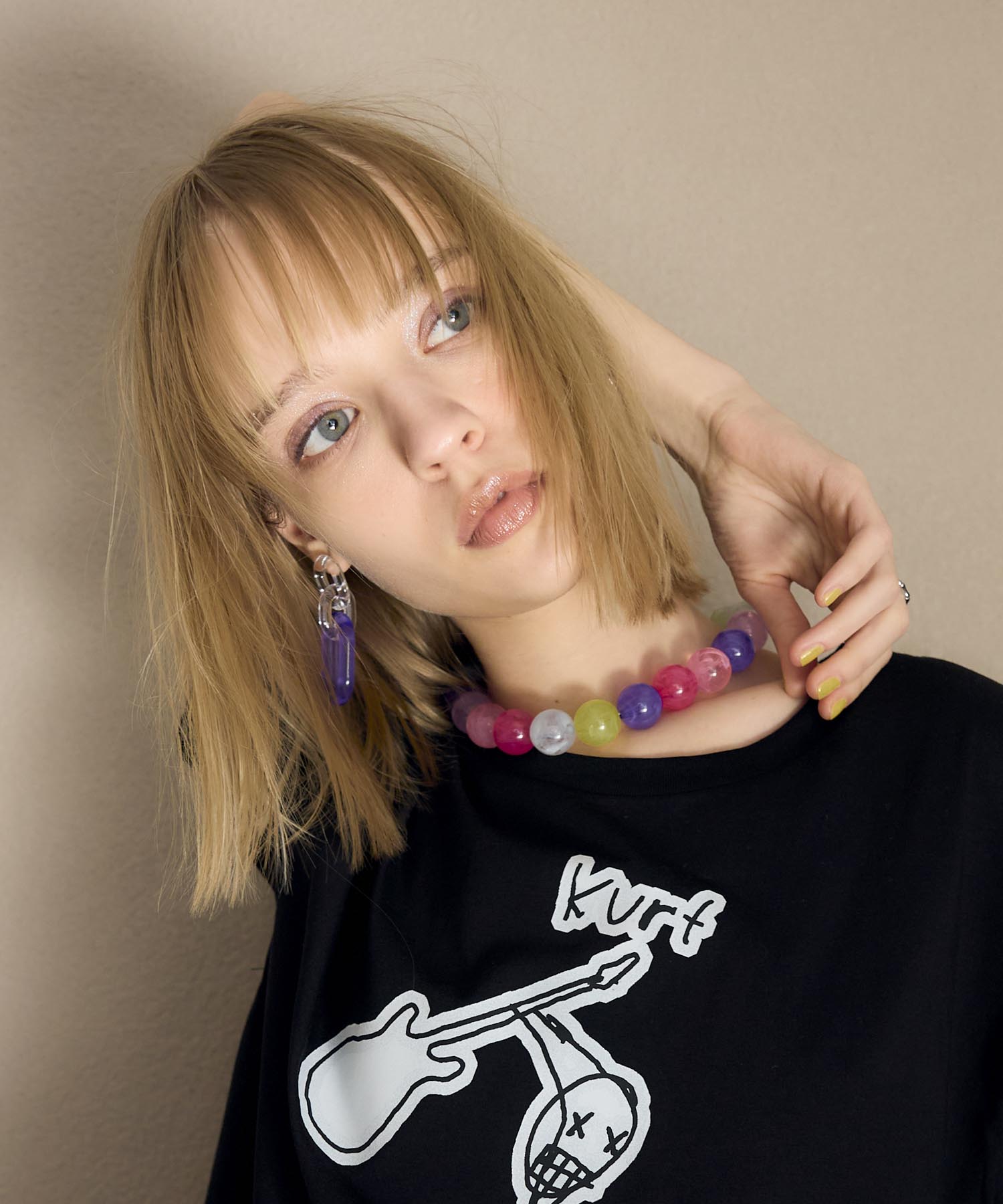 20mmクリアマーブルカラーボールネックレス