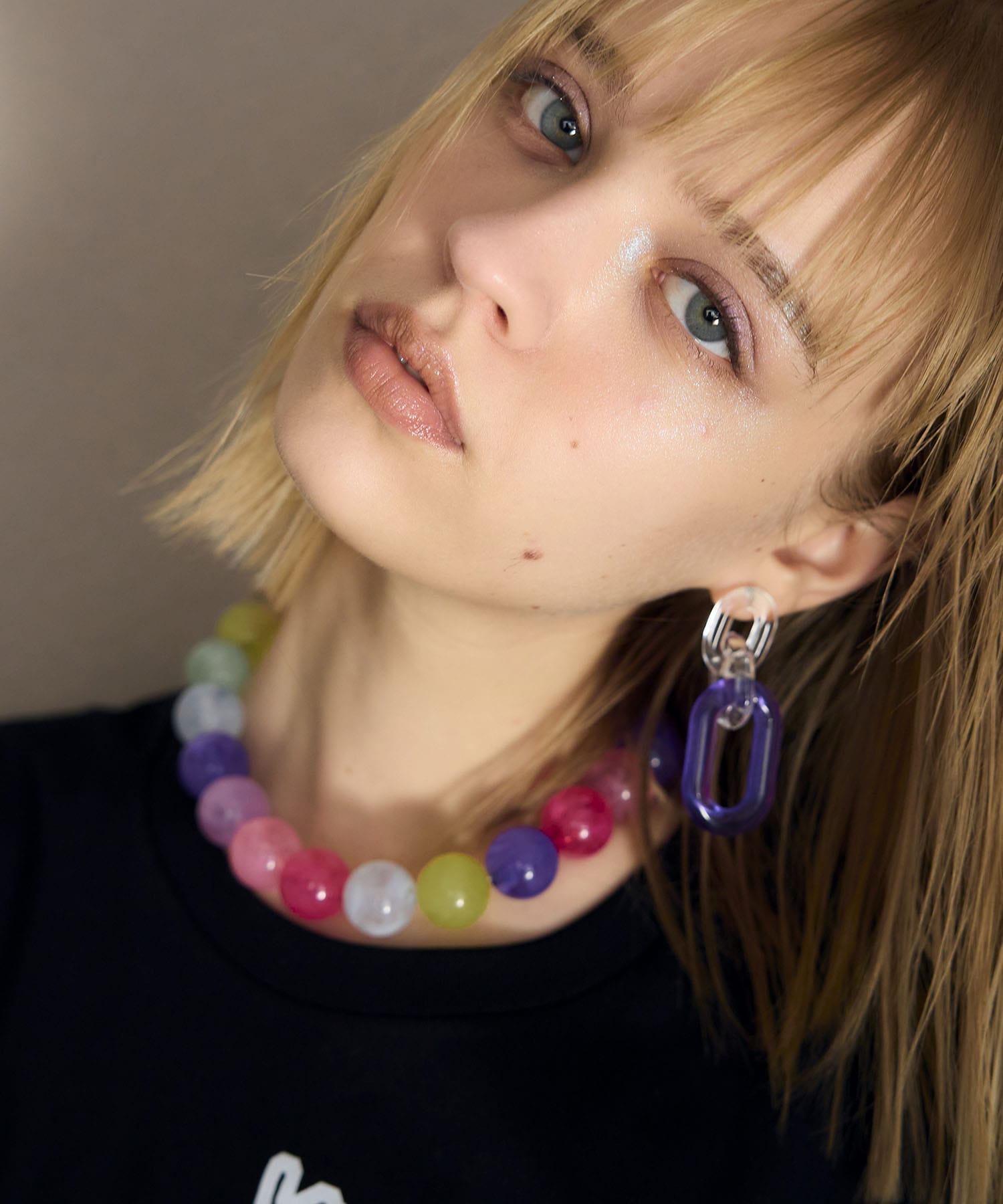 20mmクリアマーブルカラーボールネックレス