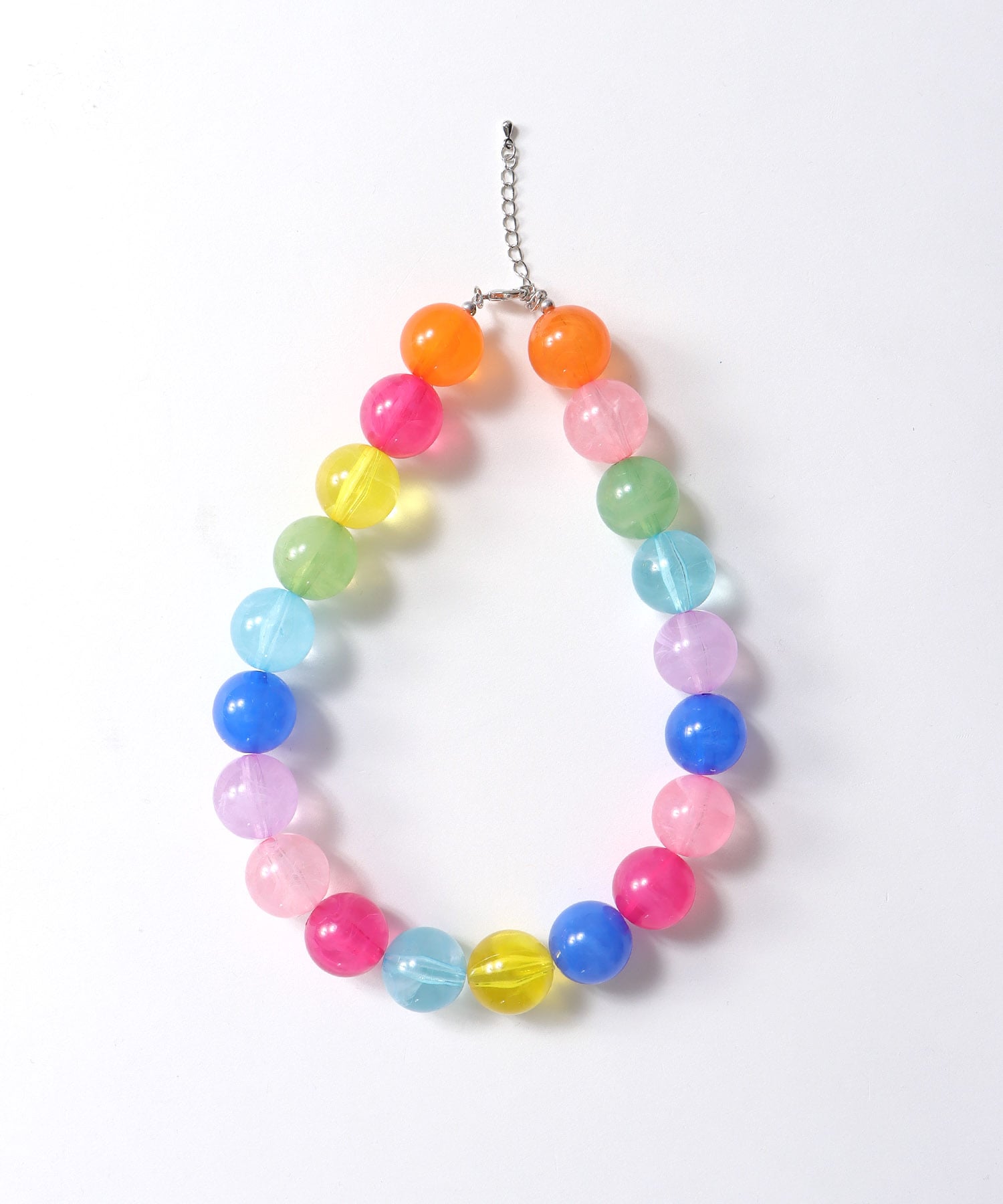 20mmクリアマーブルカラーボールネックレス