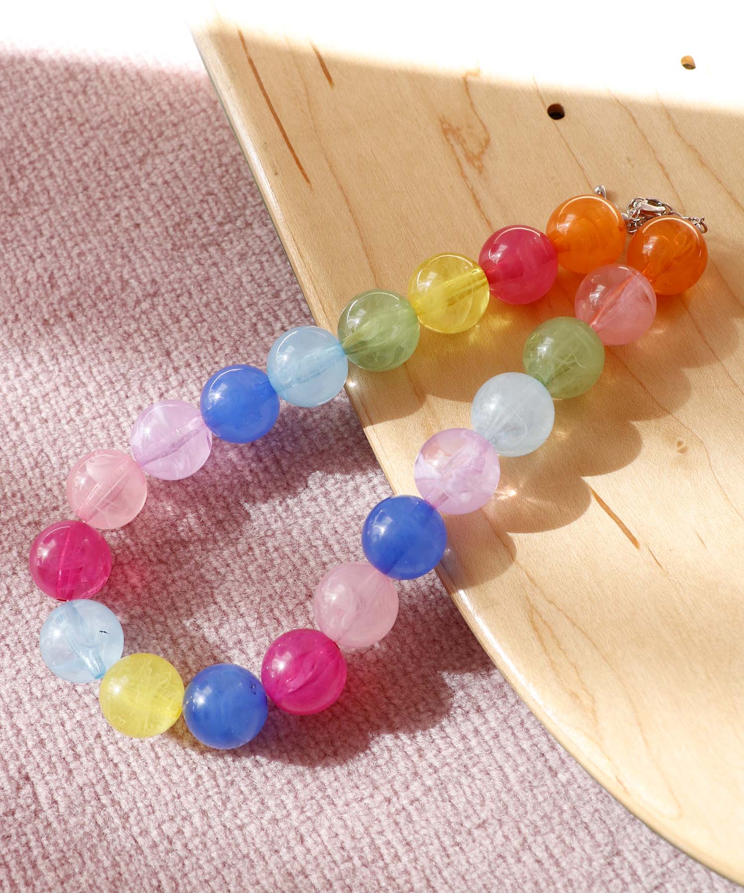 20mmクリアマーブルカラーボールネックレス