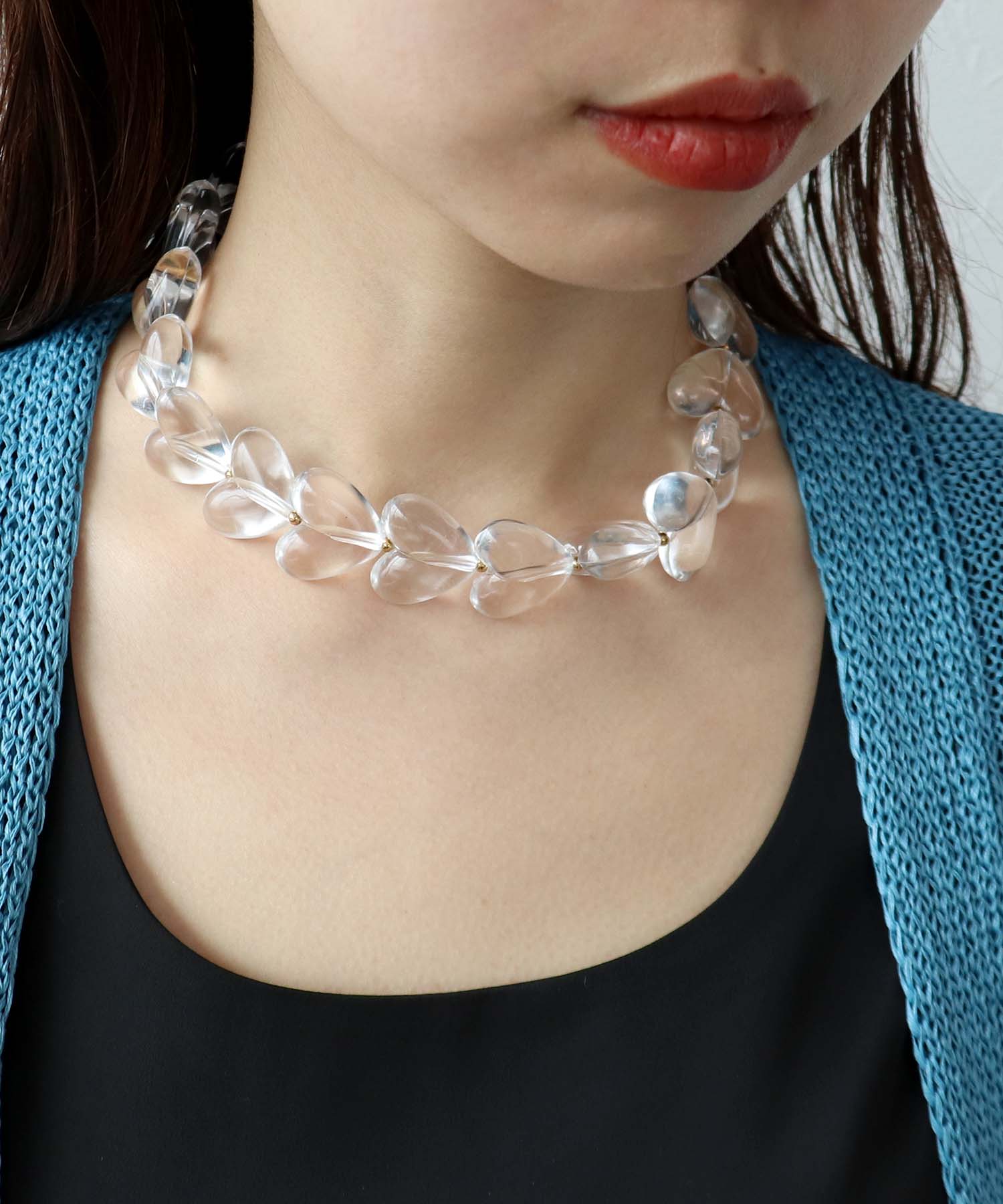 クリアアクリルハートネックレス