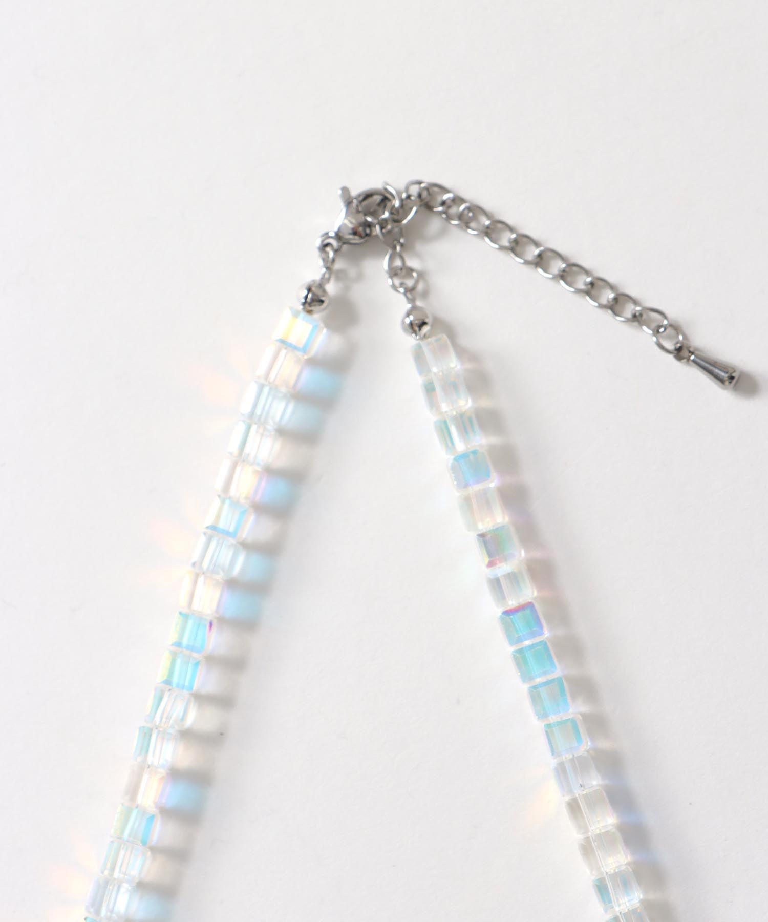 オーロラビーズステンレスネックレス