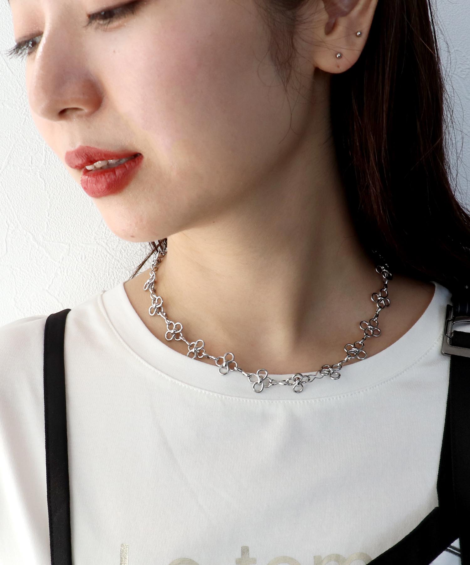 メタルフラワーステンレスネックレス