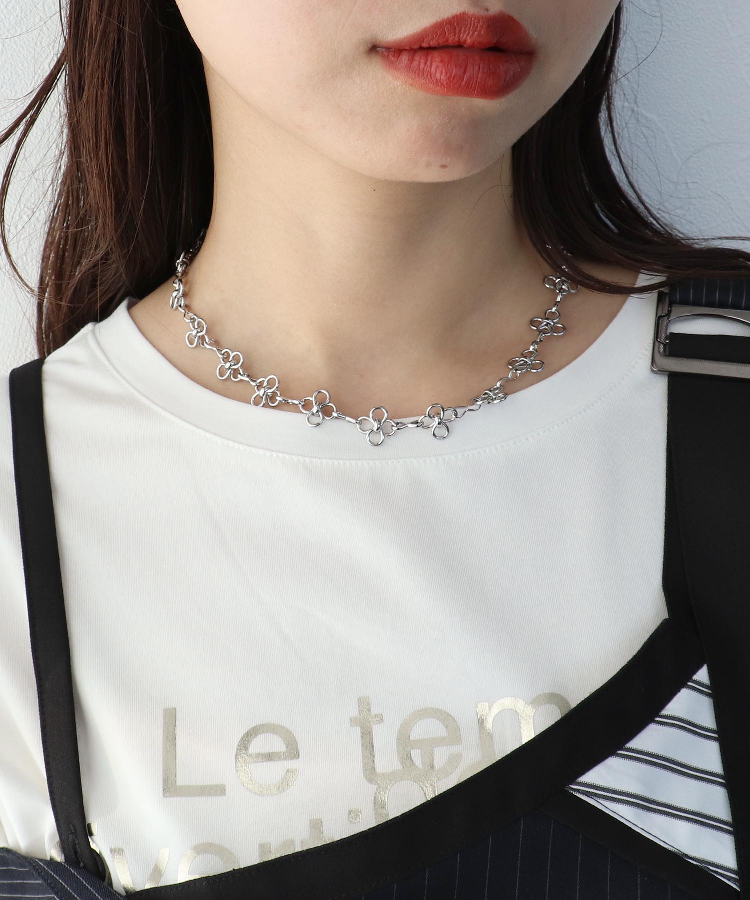 メタルフラワーステンレスネックレス