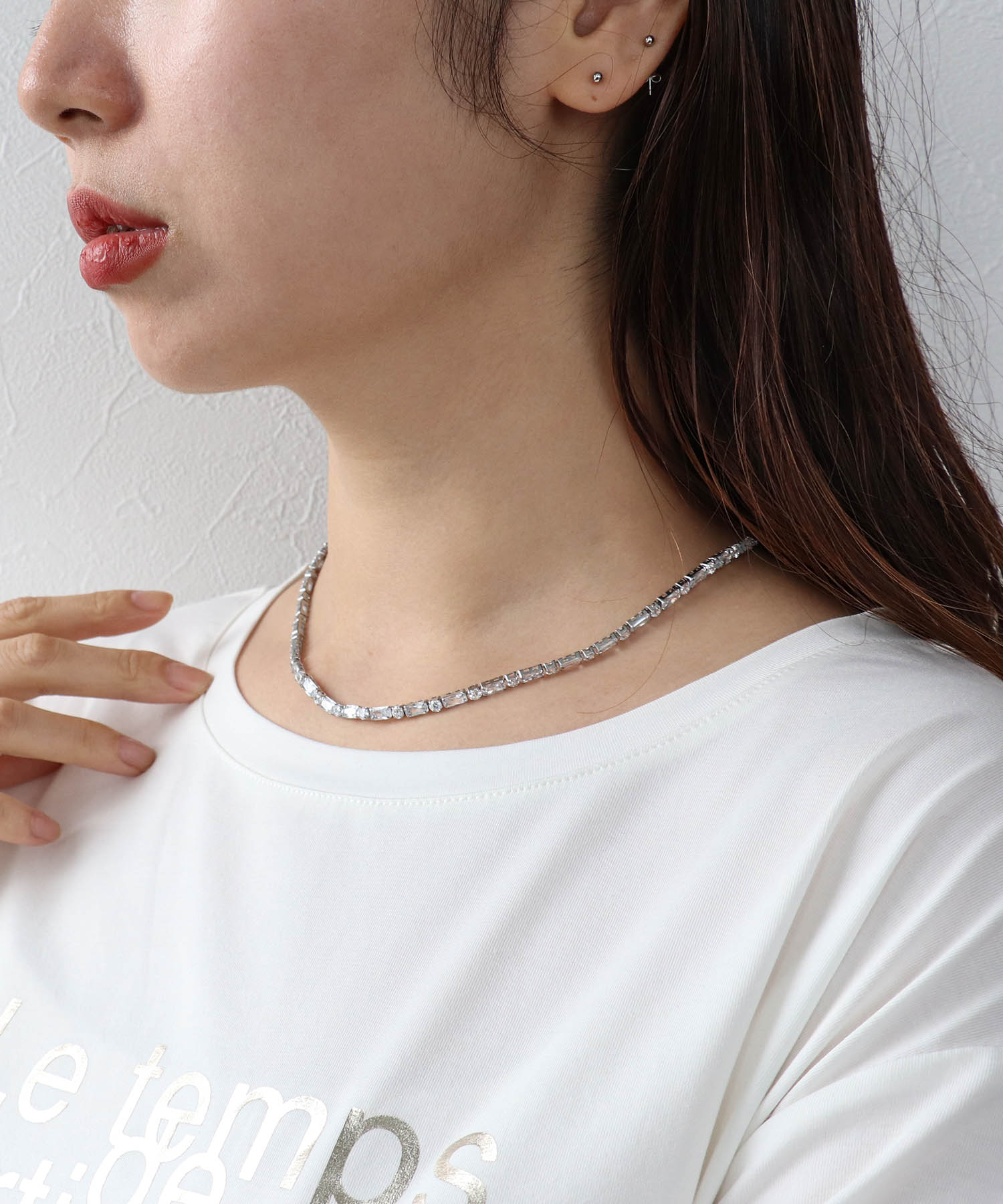 スクエアストーンステンレスネックレス