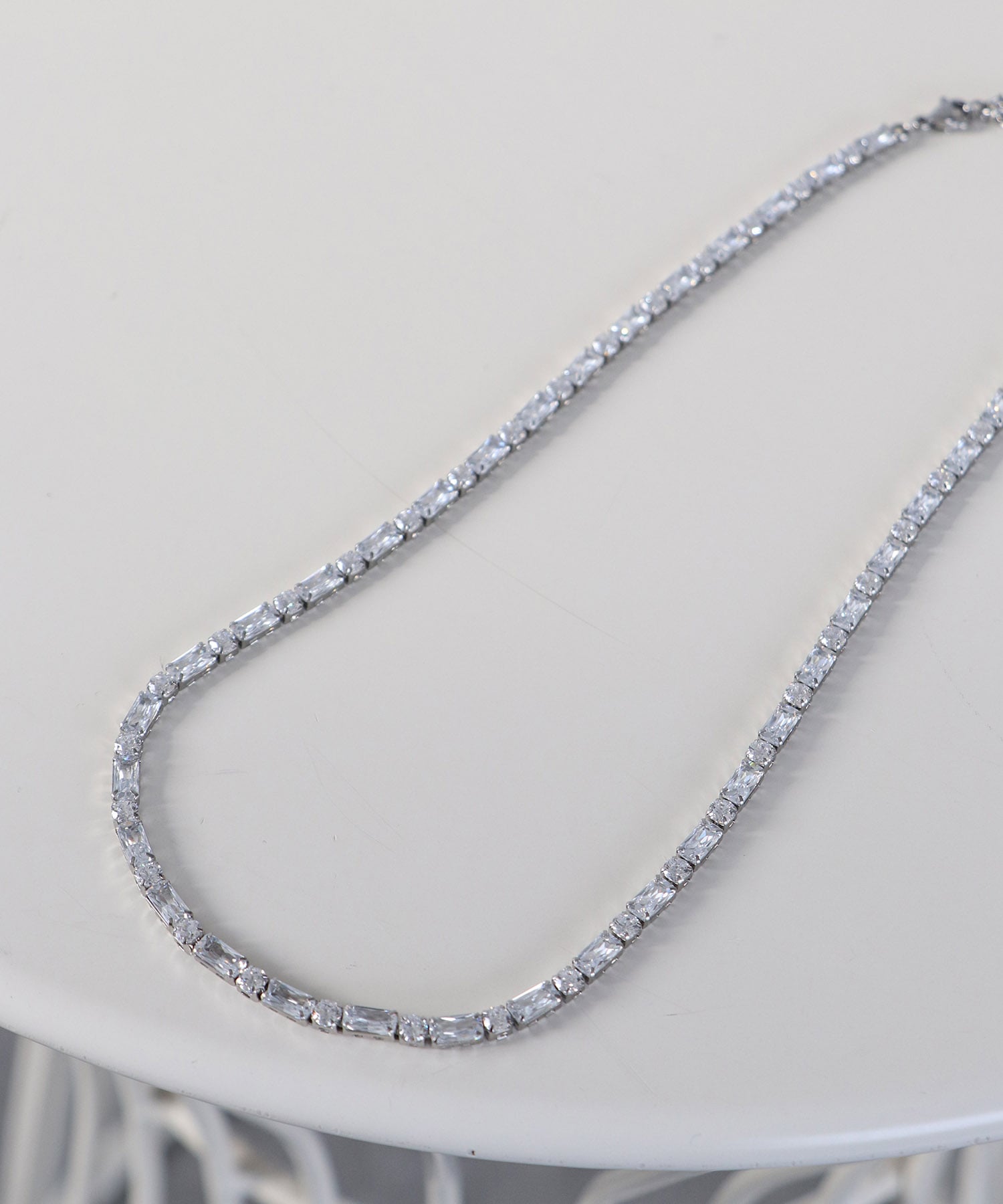 スクエアストーンステンレスネックレス