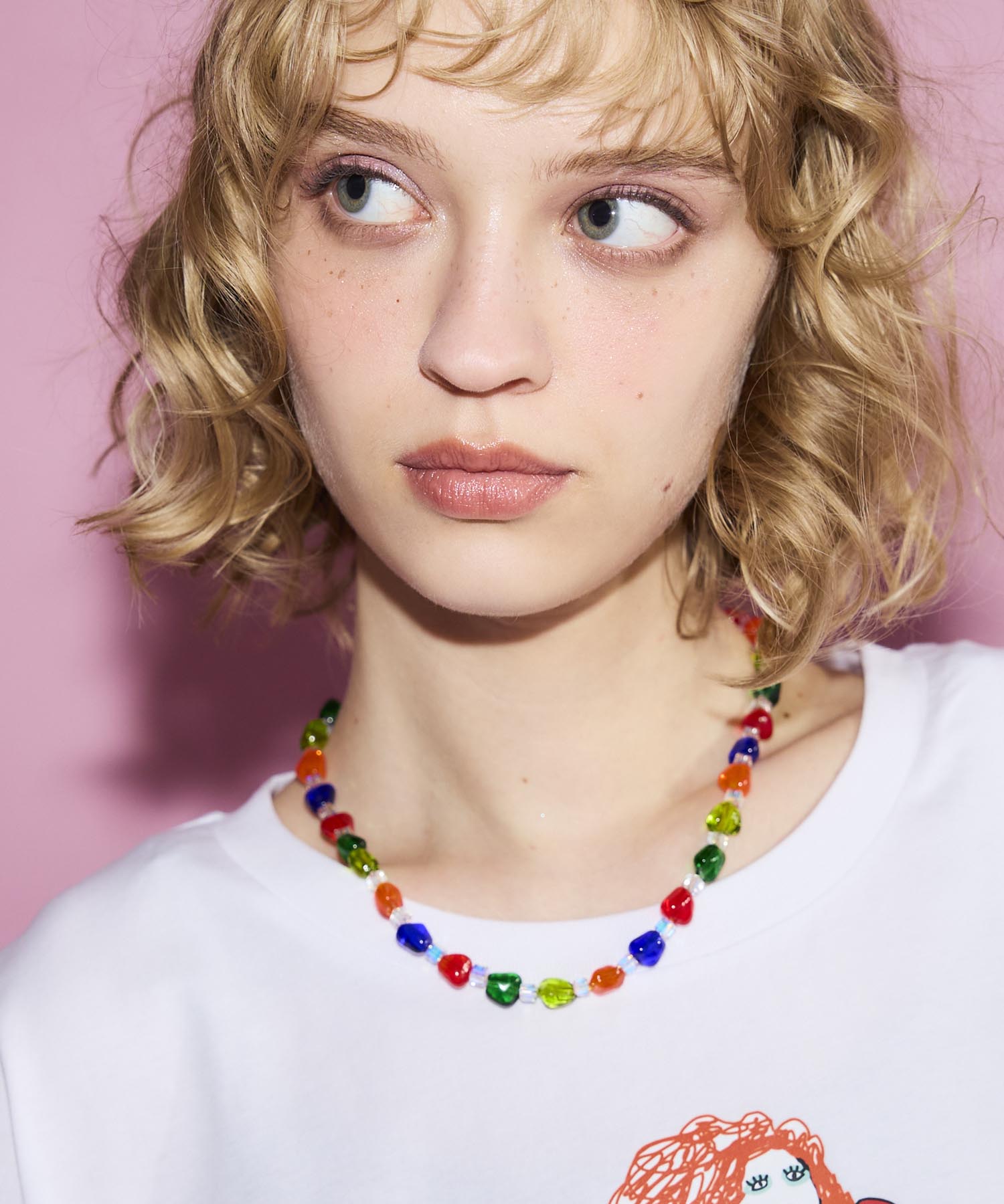 カラフルクリアステンレスネックレス