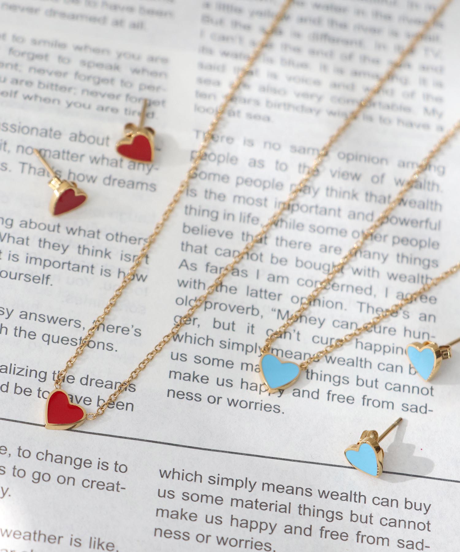 カラーミニハートステンレスネックレス