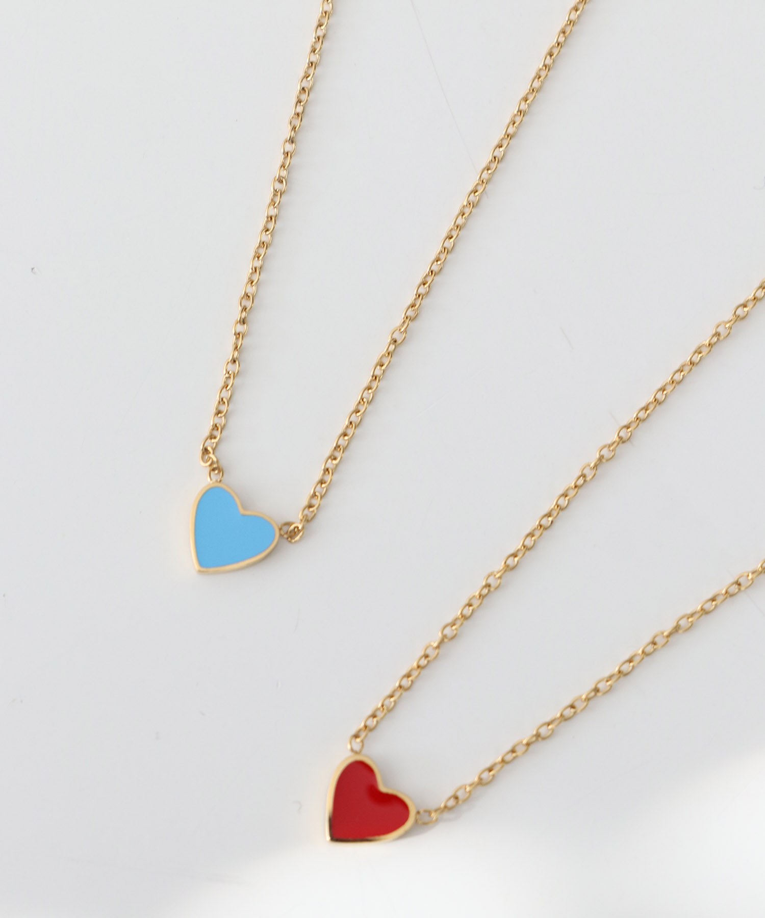 カラーミニハートステンレスネックレス