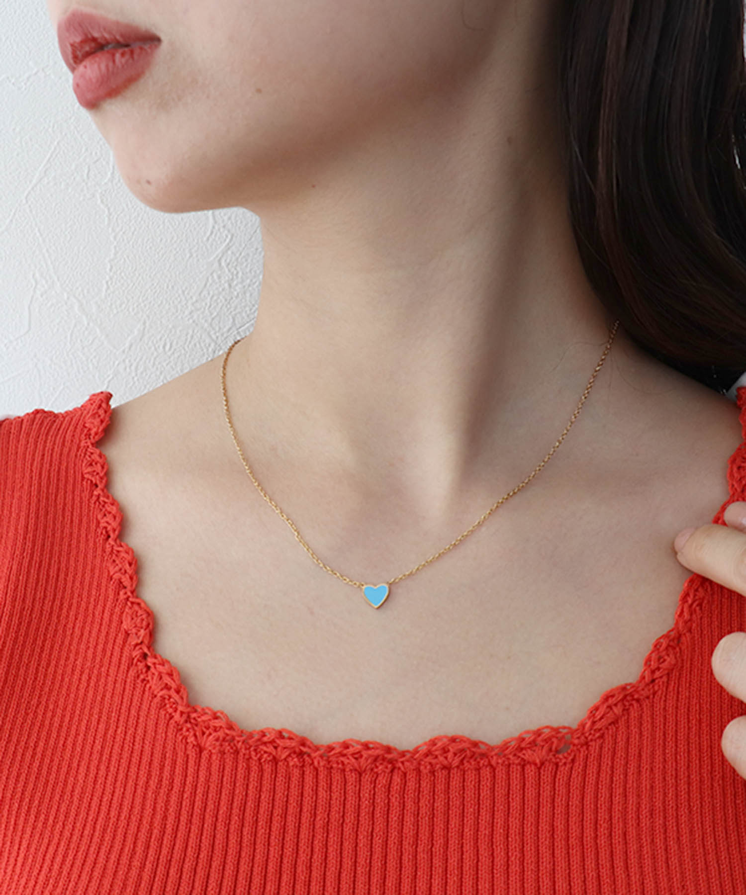 カラーミニハートステンレスネックレス