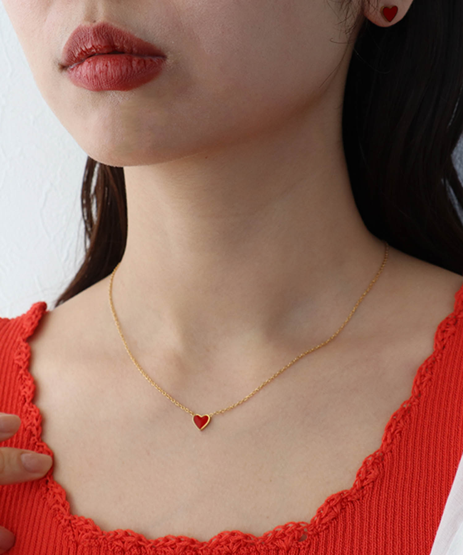 カラーミニハートステンレスネックレス