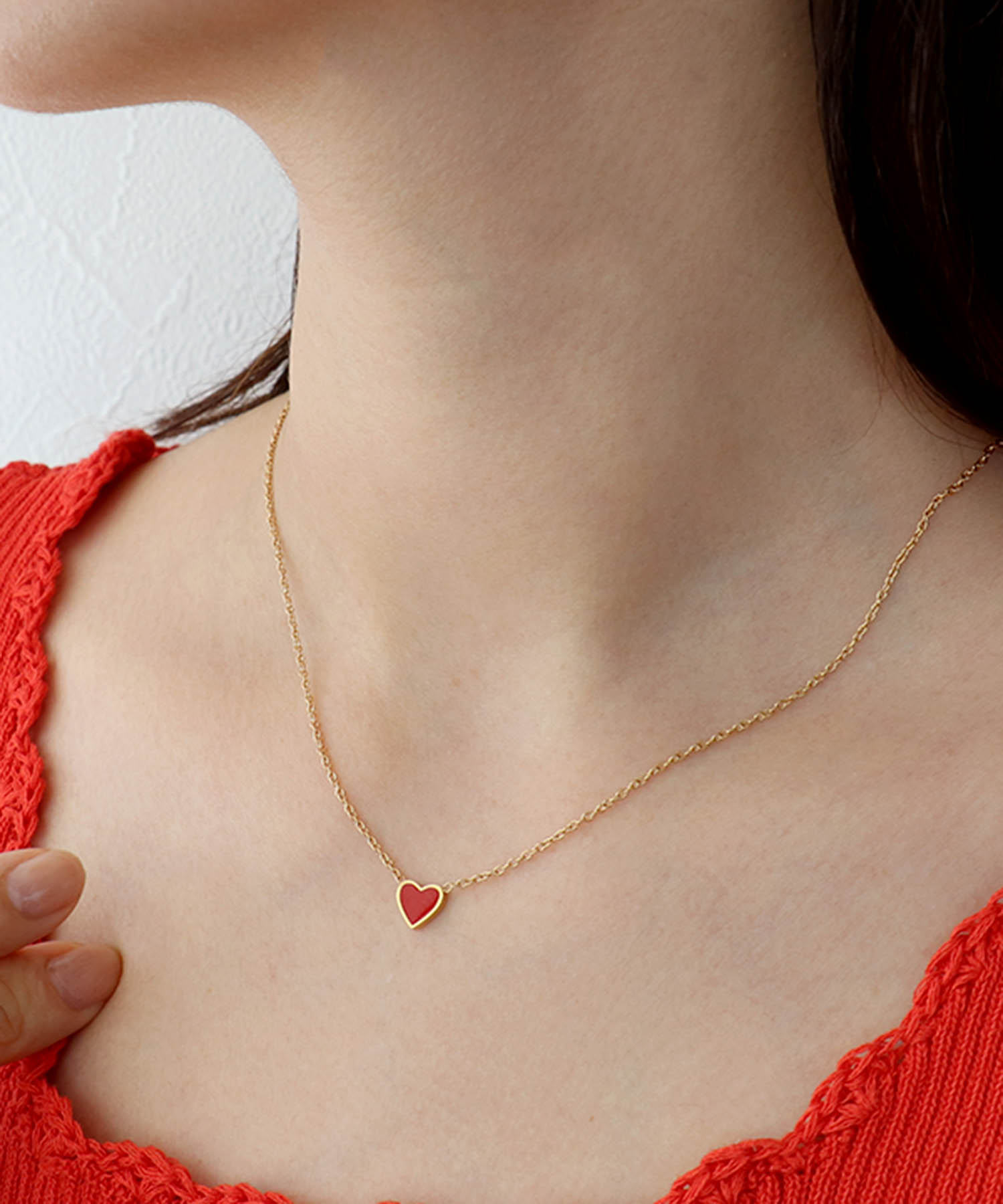 カラーミニハートステンレスネックレス