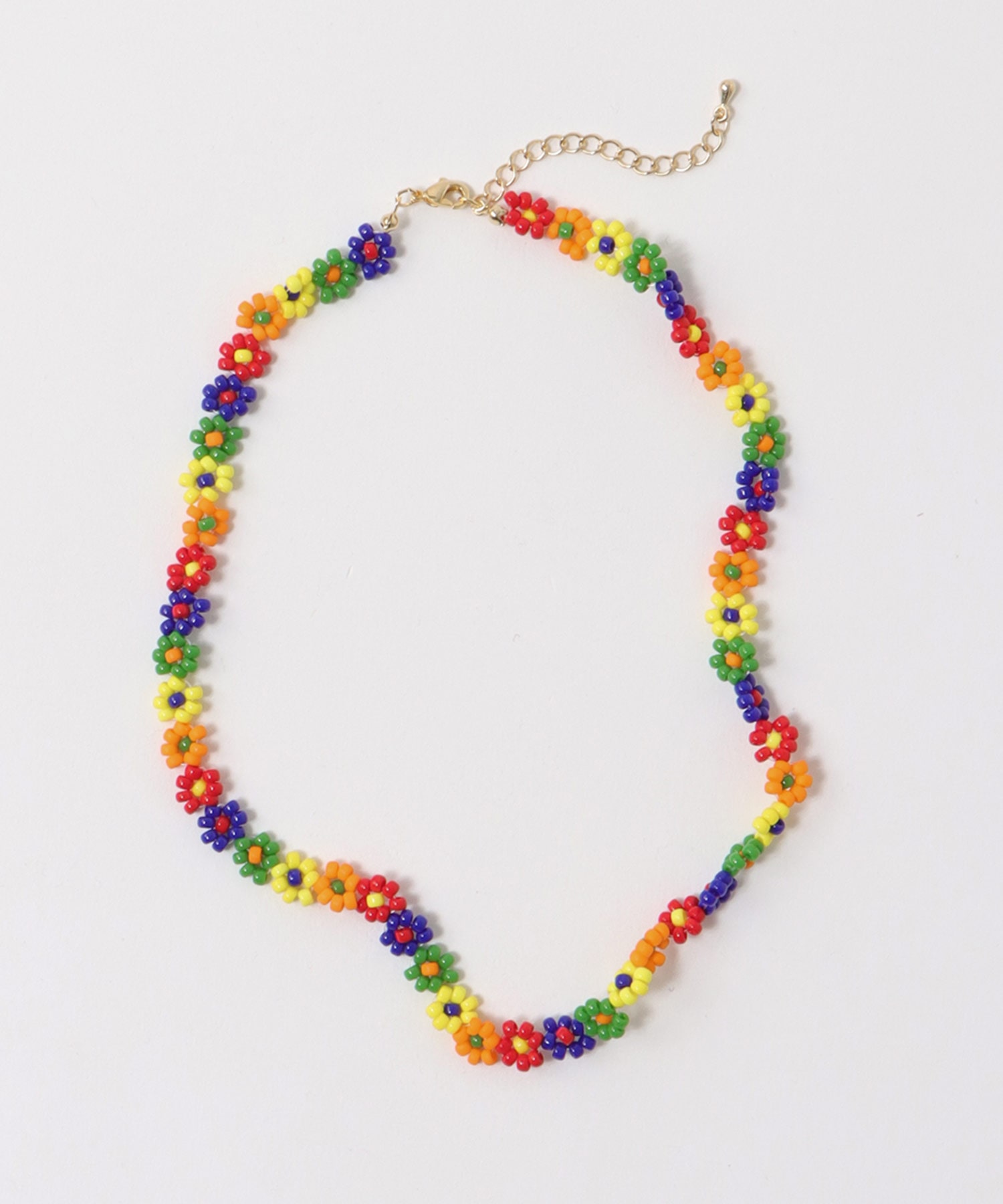 ビーズフラワーネックレス