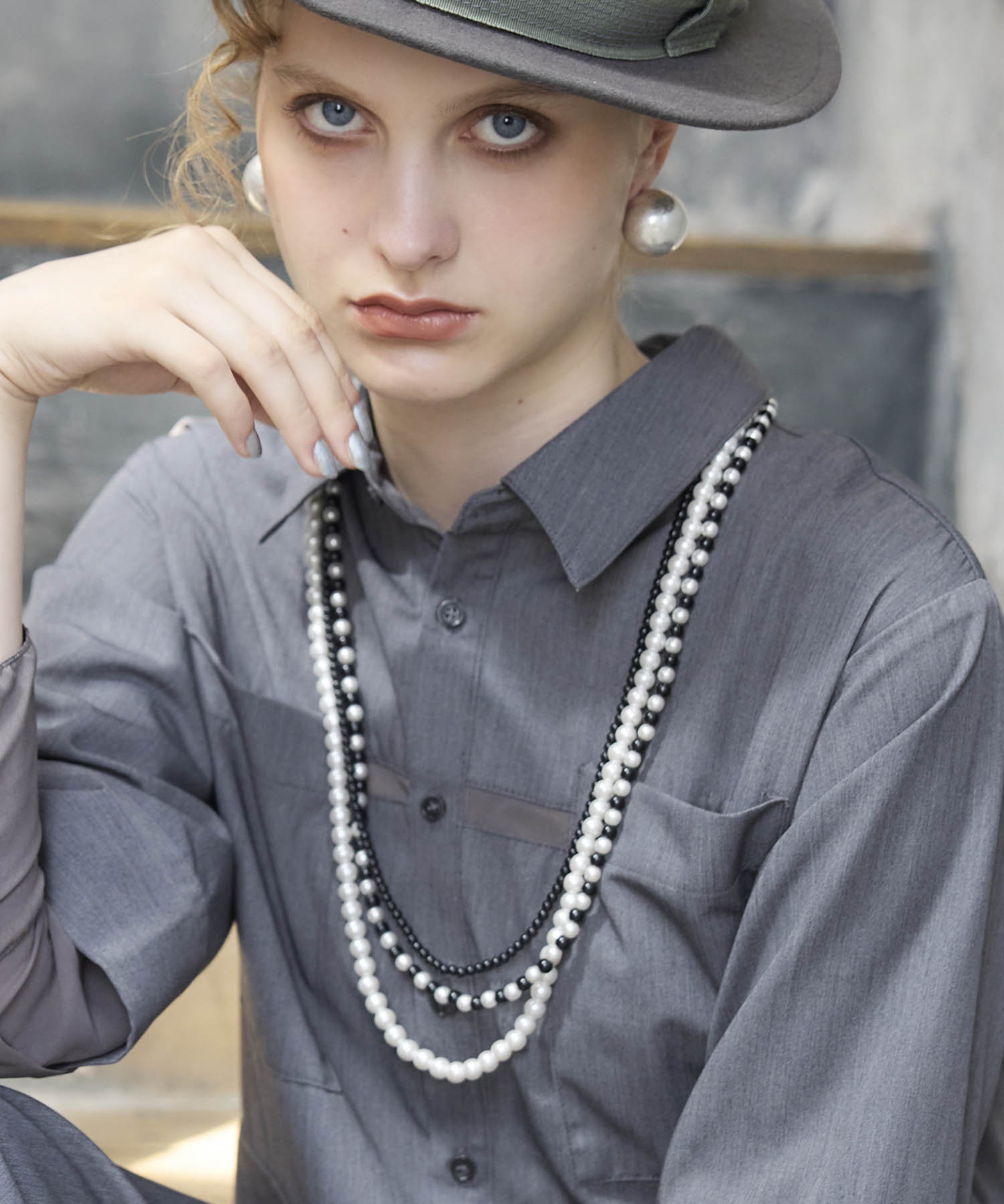 パールMIX3連ネックレス