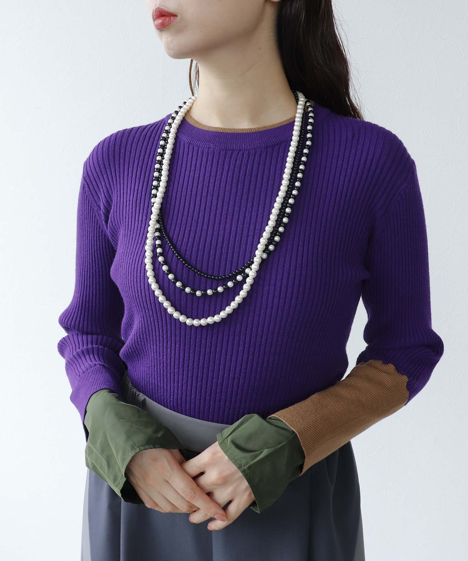 パールMIX3連ネックレス