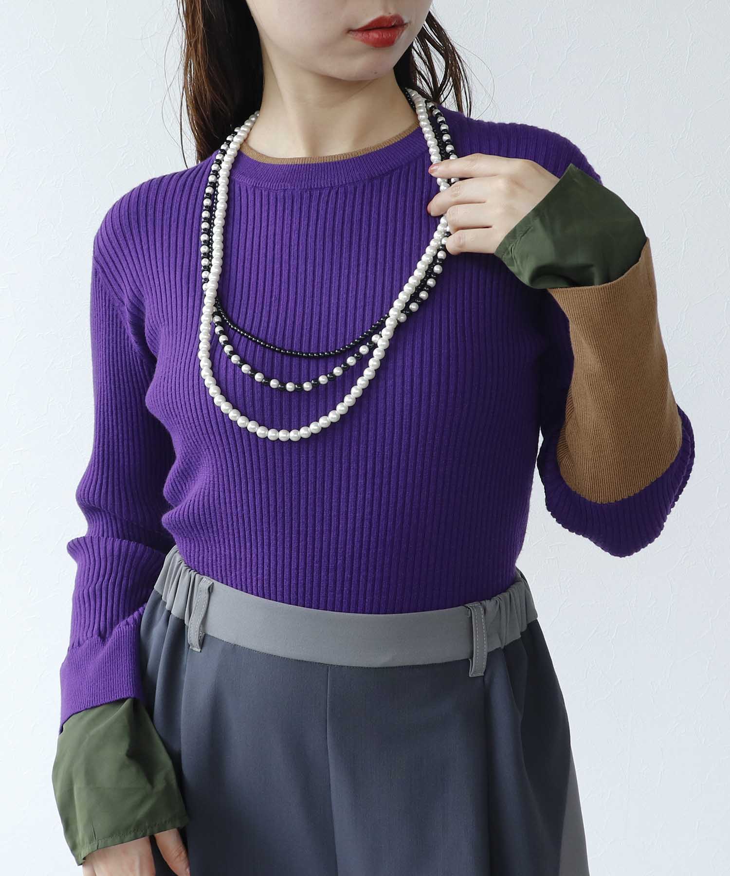 パールMIX3連ネックレス