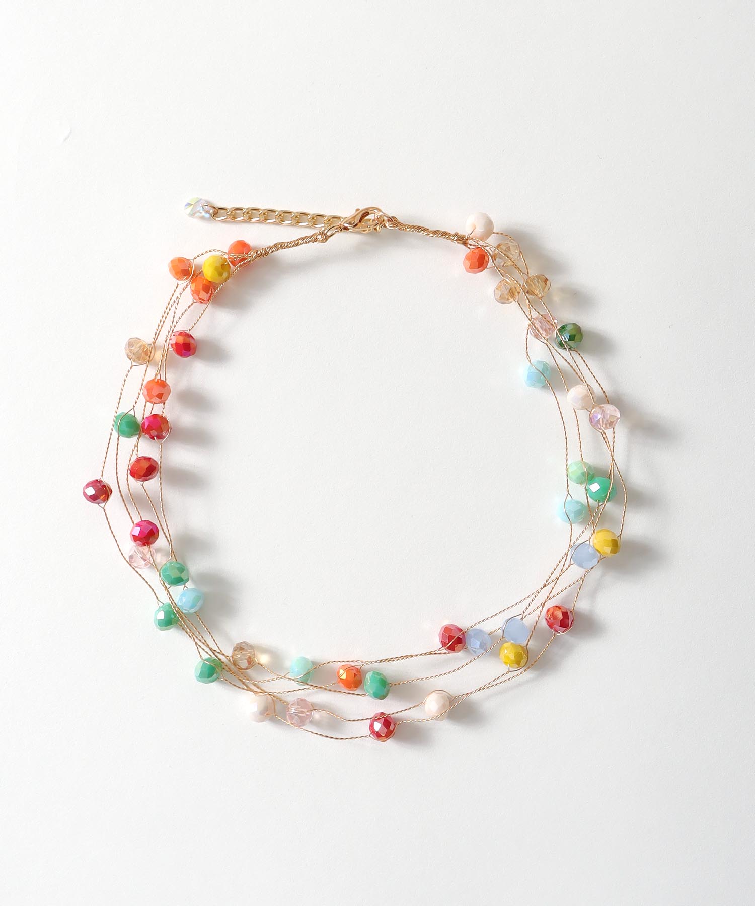カラフルビーズワイヤーネックレス