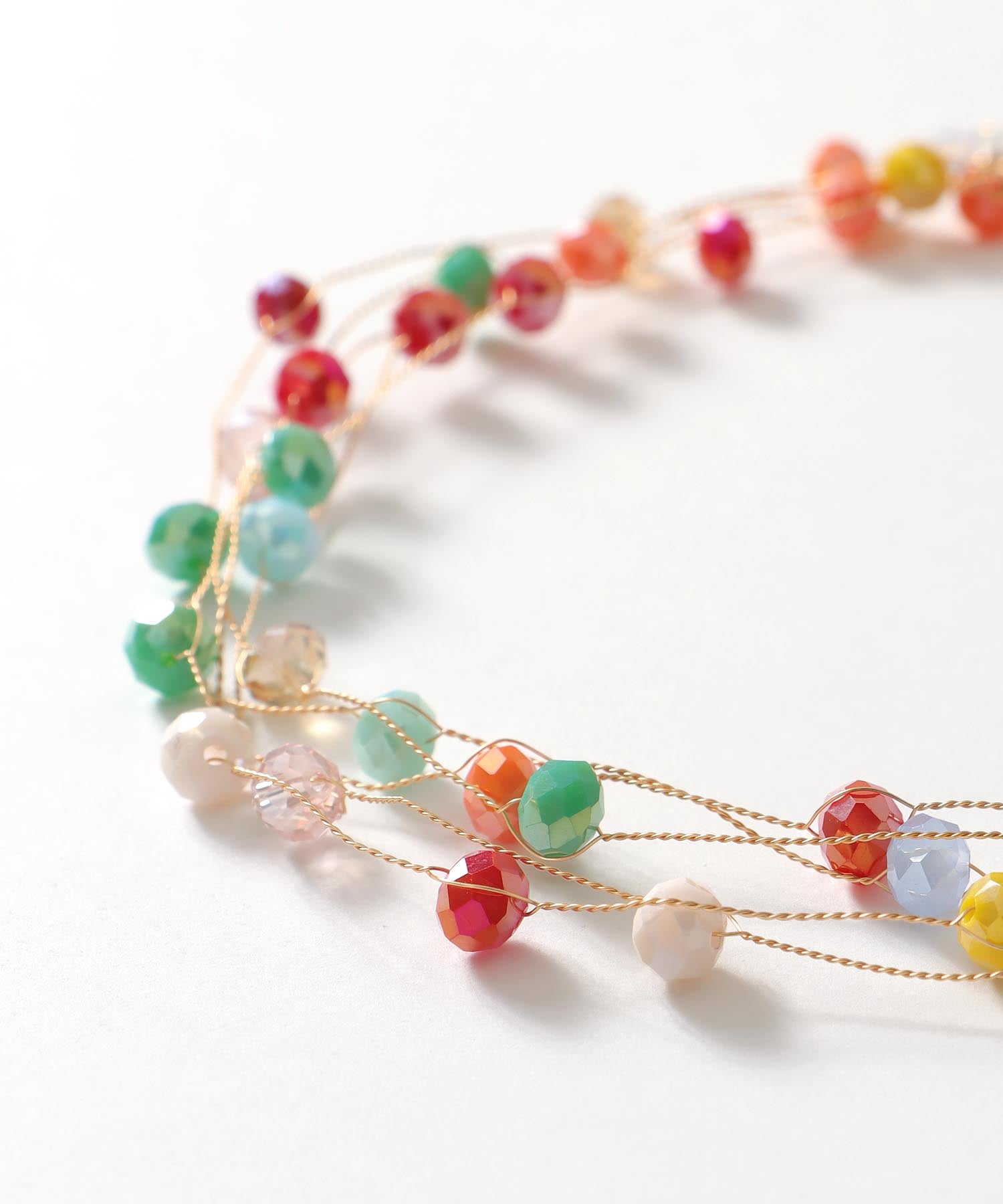 カラフルビーズワイヤーネックレス