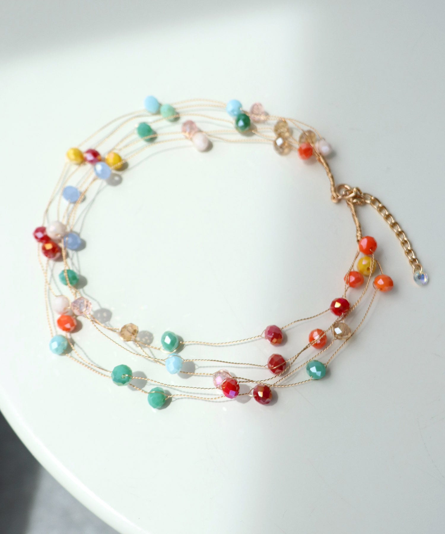 カラフルビーズワイヤーネックレス
