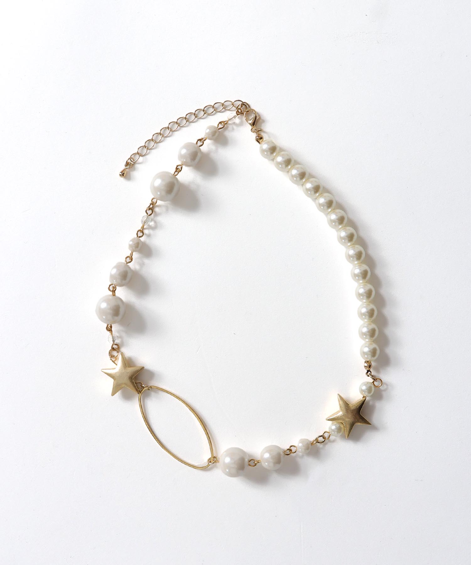 パール×スターMIXネックレス