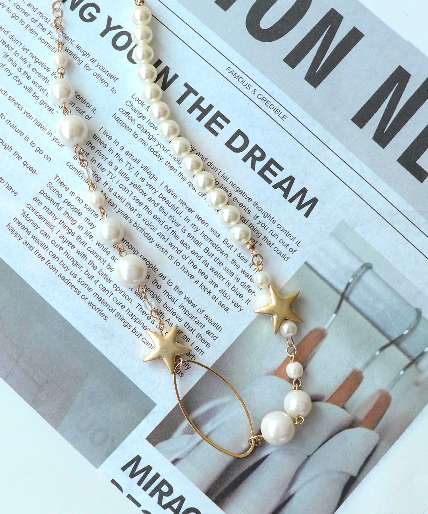 パール×スターMIXネックレス