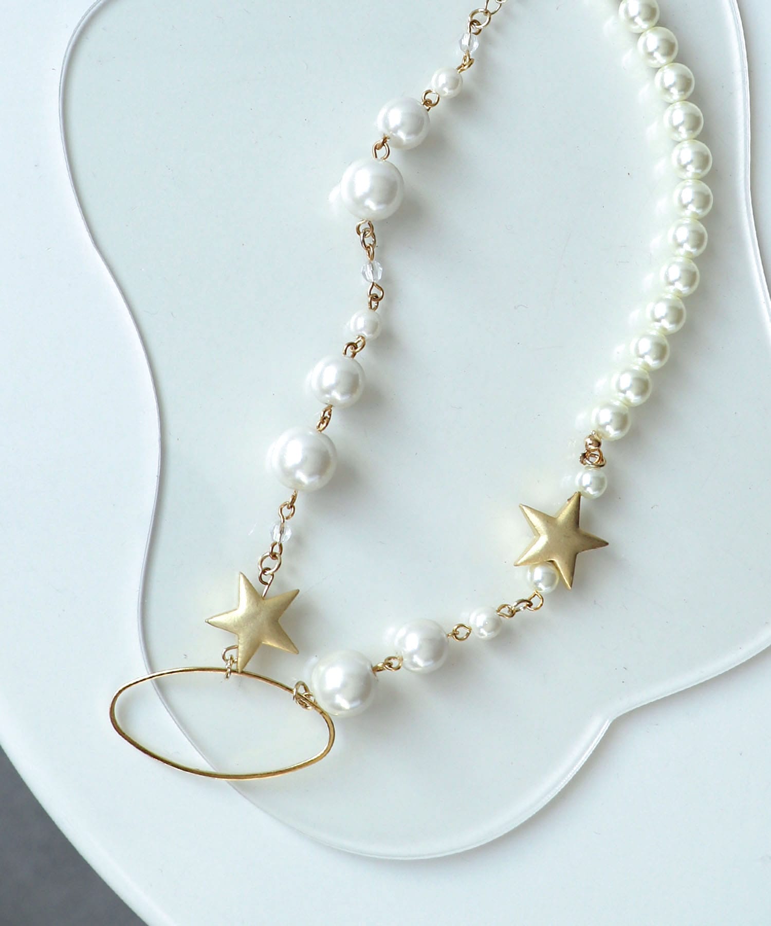 パール×スターMIXネックレス