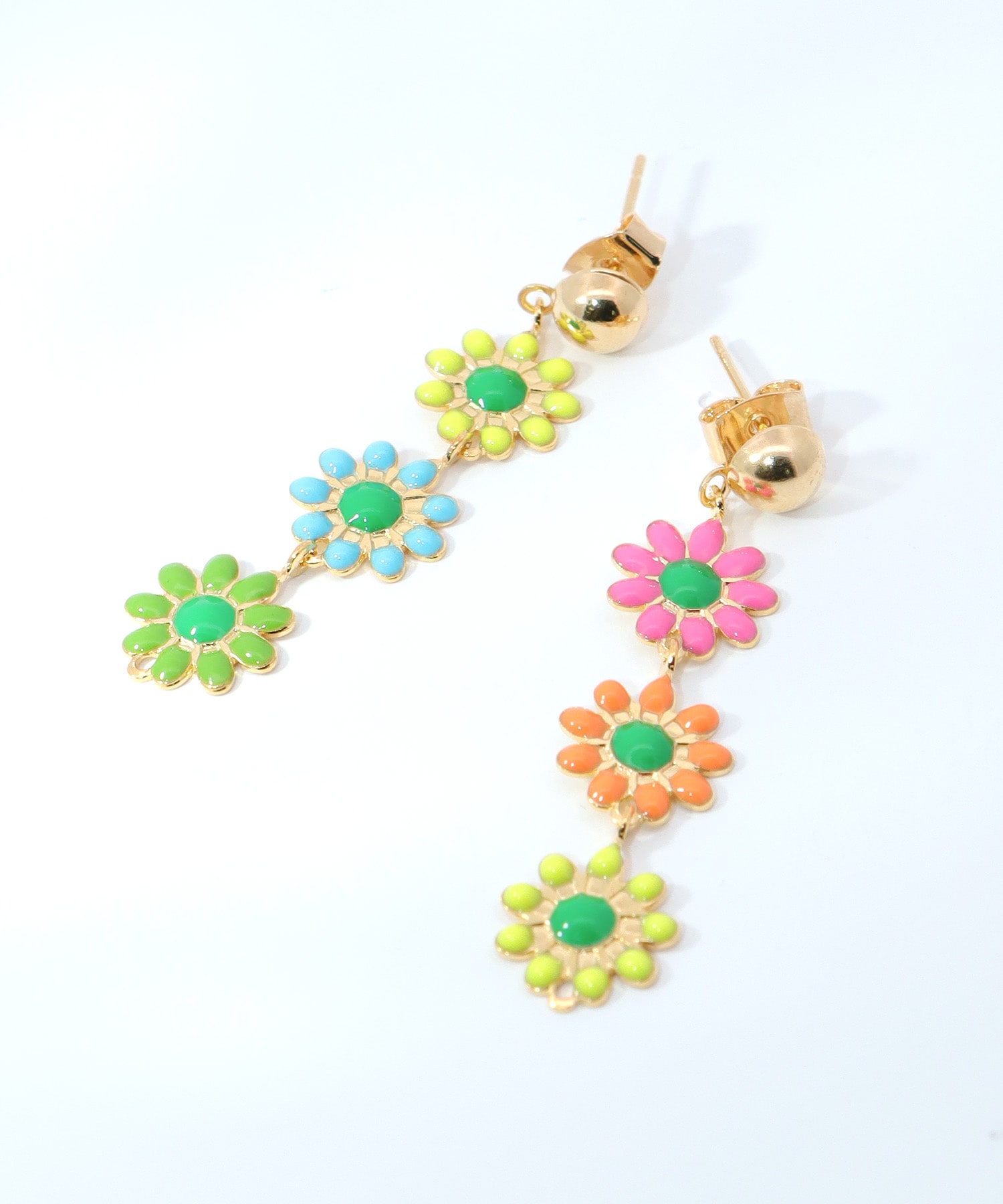 カラフルフラワーピアス