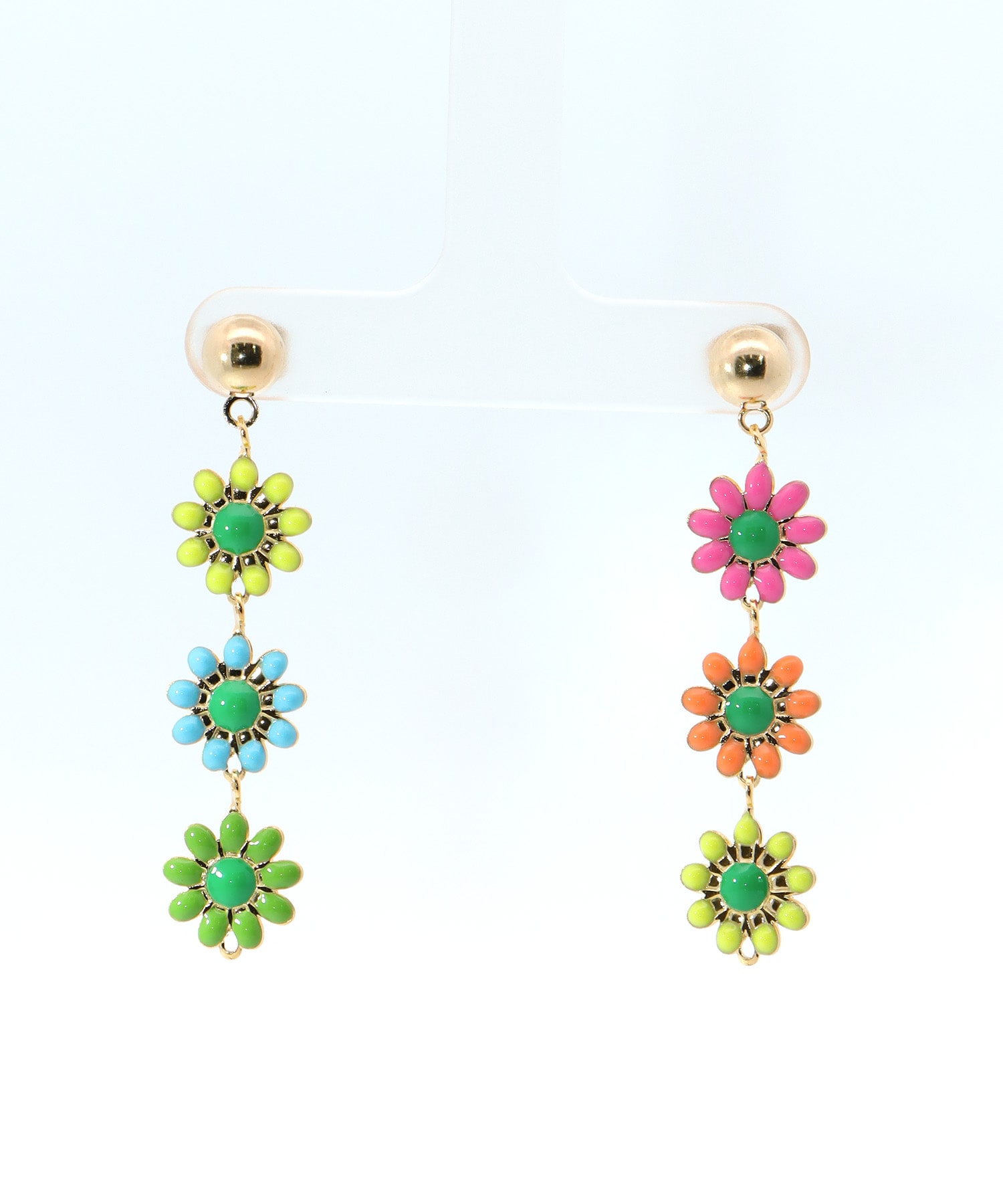 カラフルフラワーピアス