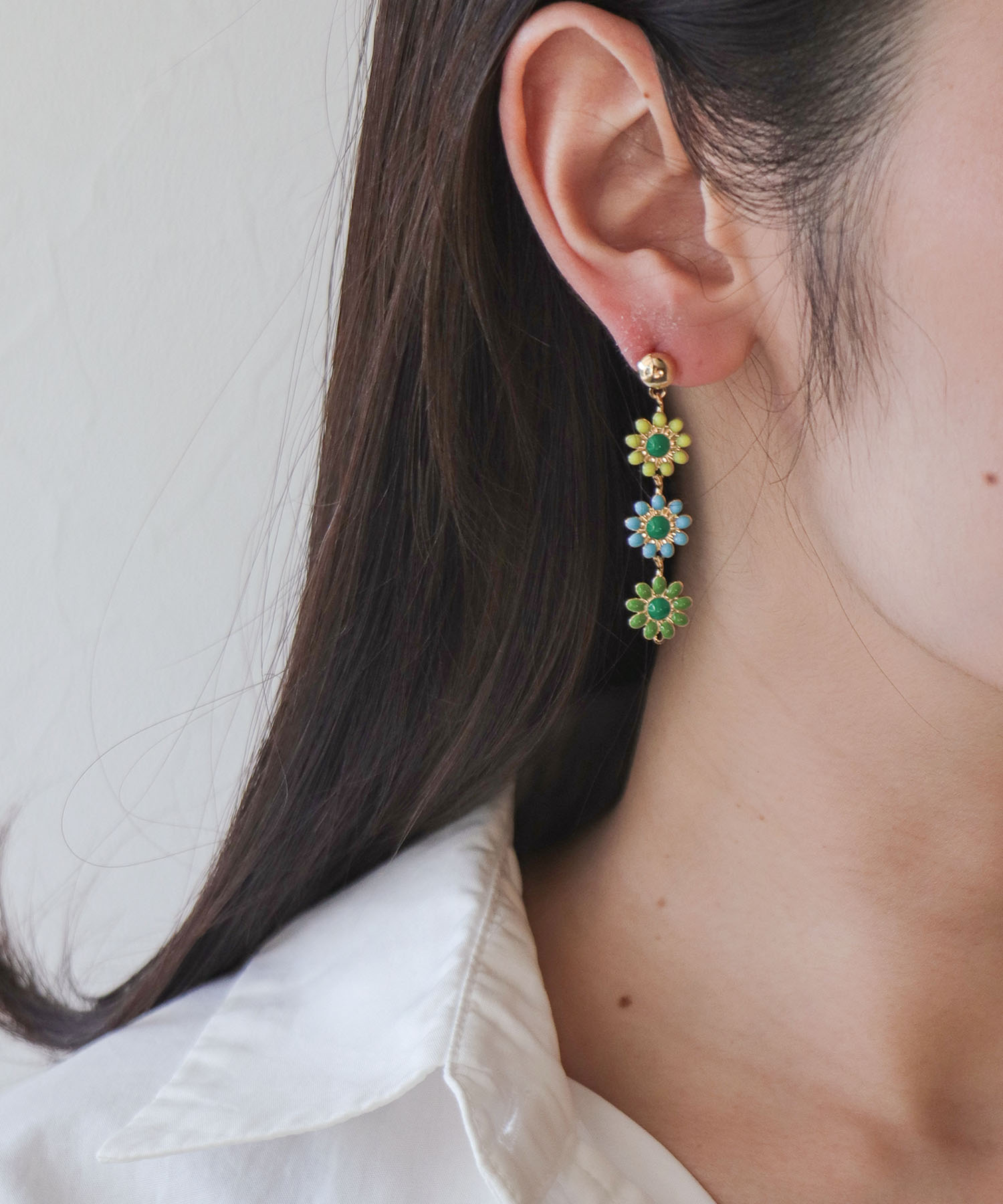 カラフルフラワーピアス