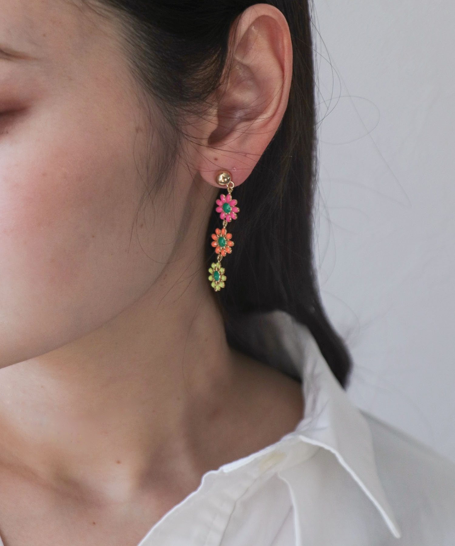カラフルフラワーピアス