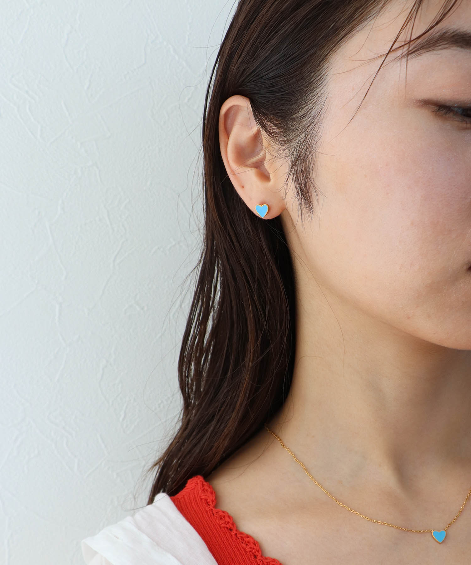 カラーミニハートステンレスピアス