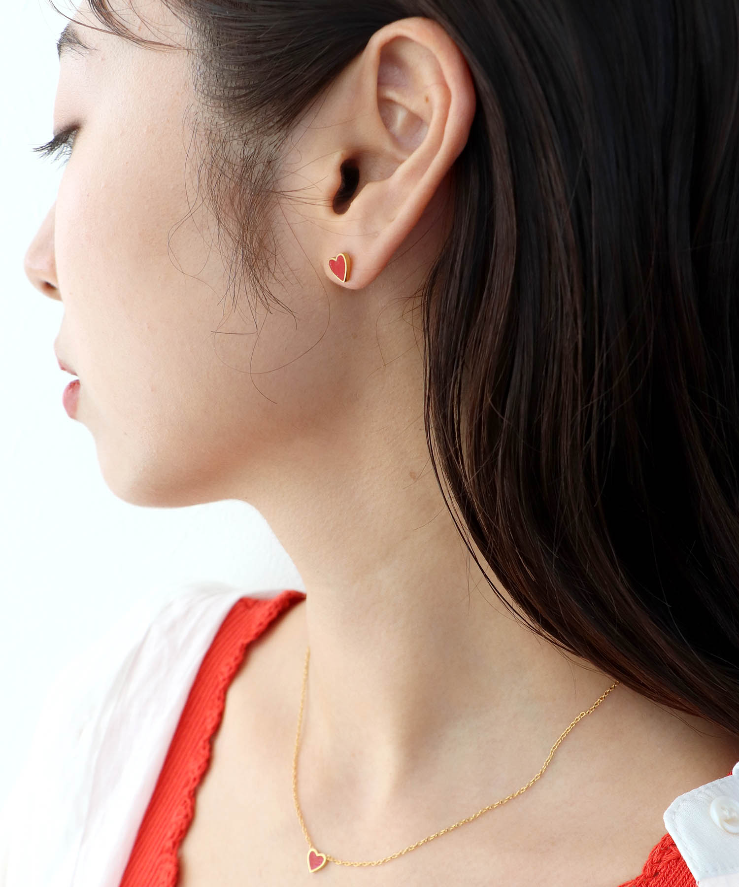 カラーミニハートステンレスピアス