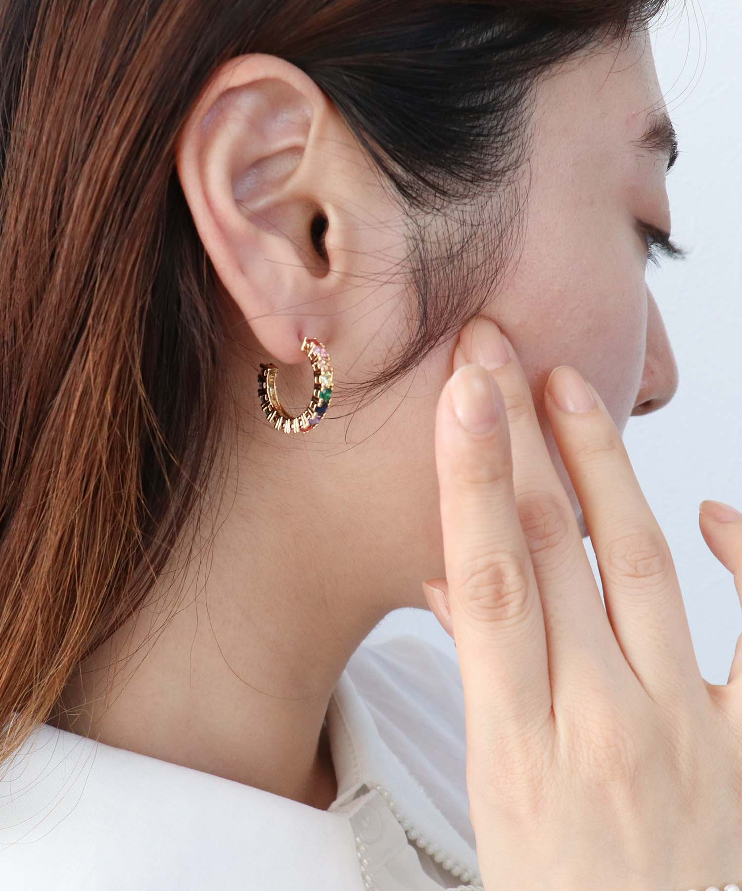 レインボーフープピアス