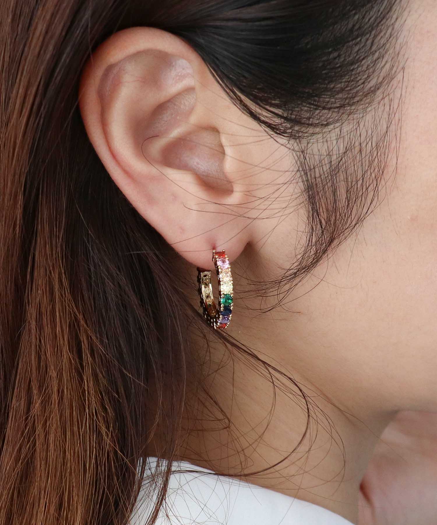 レインボーフープピアス