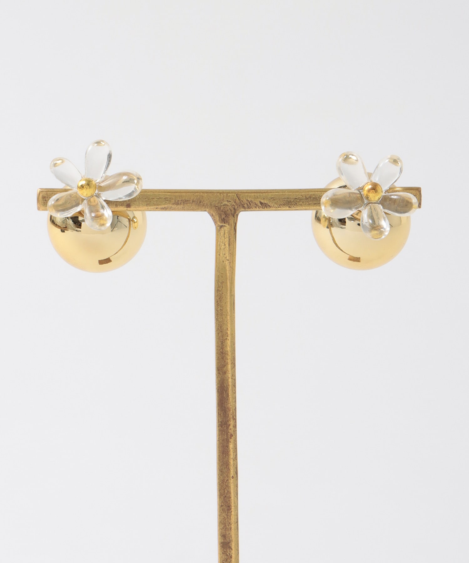 クリアフラワーバックキャッチピアス