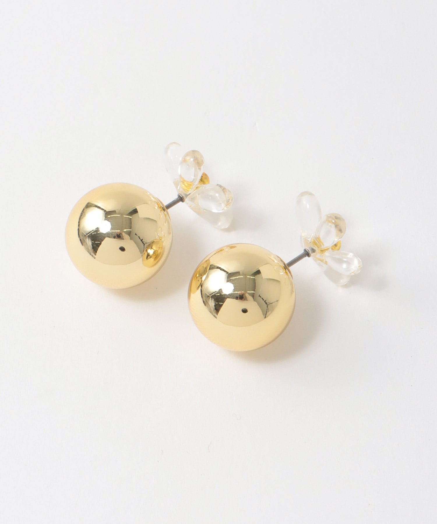 クリアフラワーバックキャッチピアス