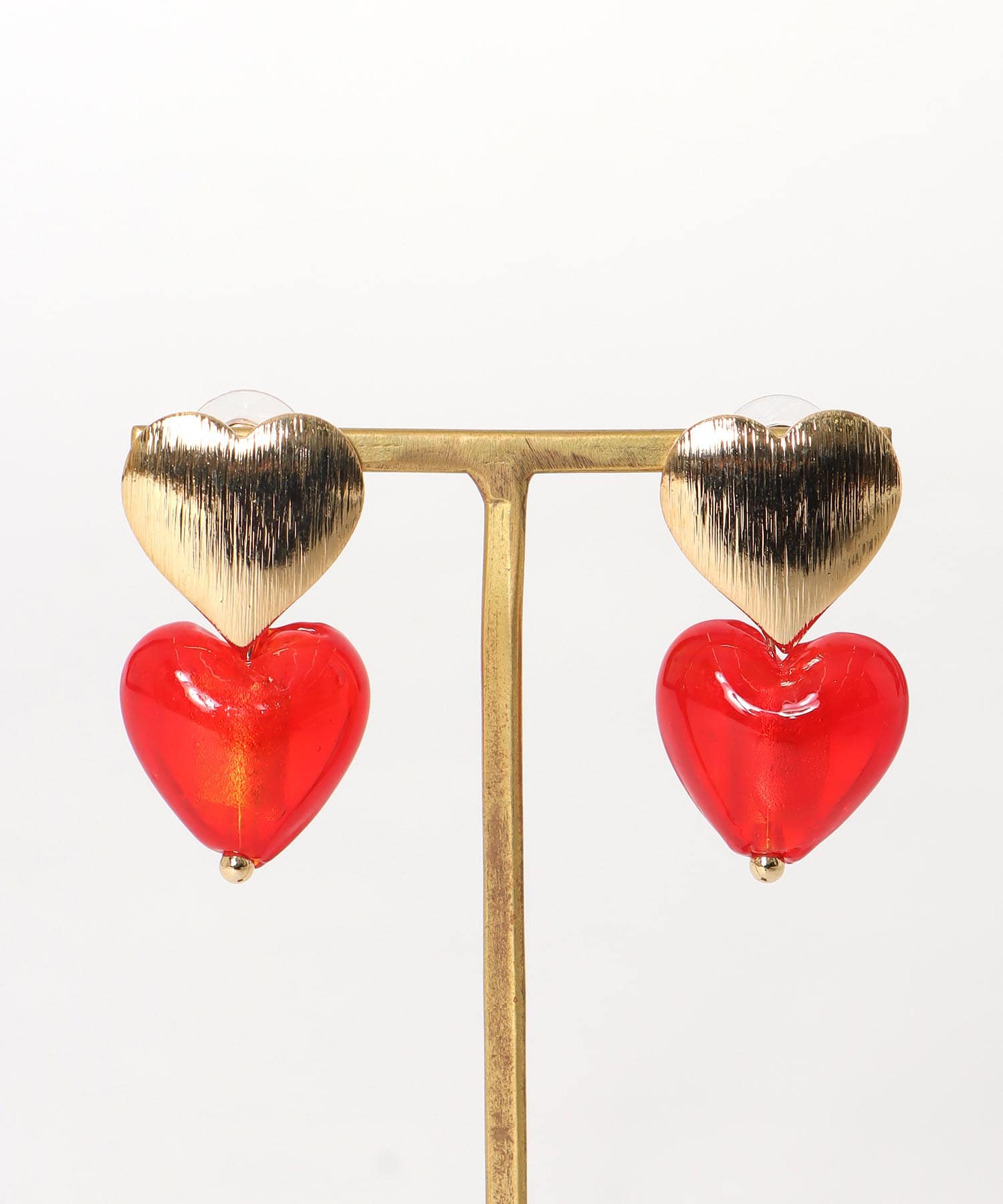 クリアダブルハートピアス