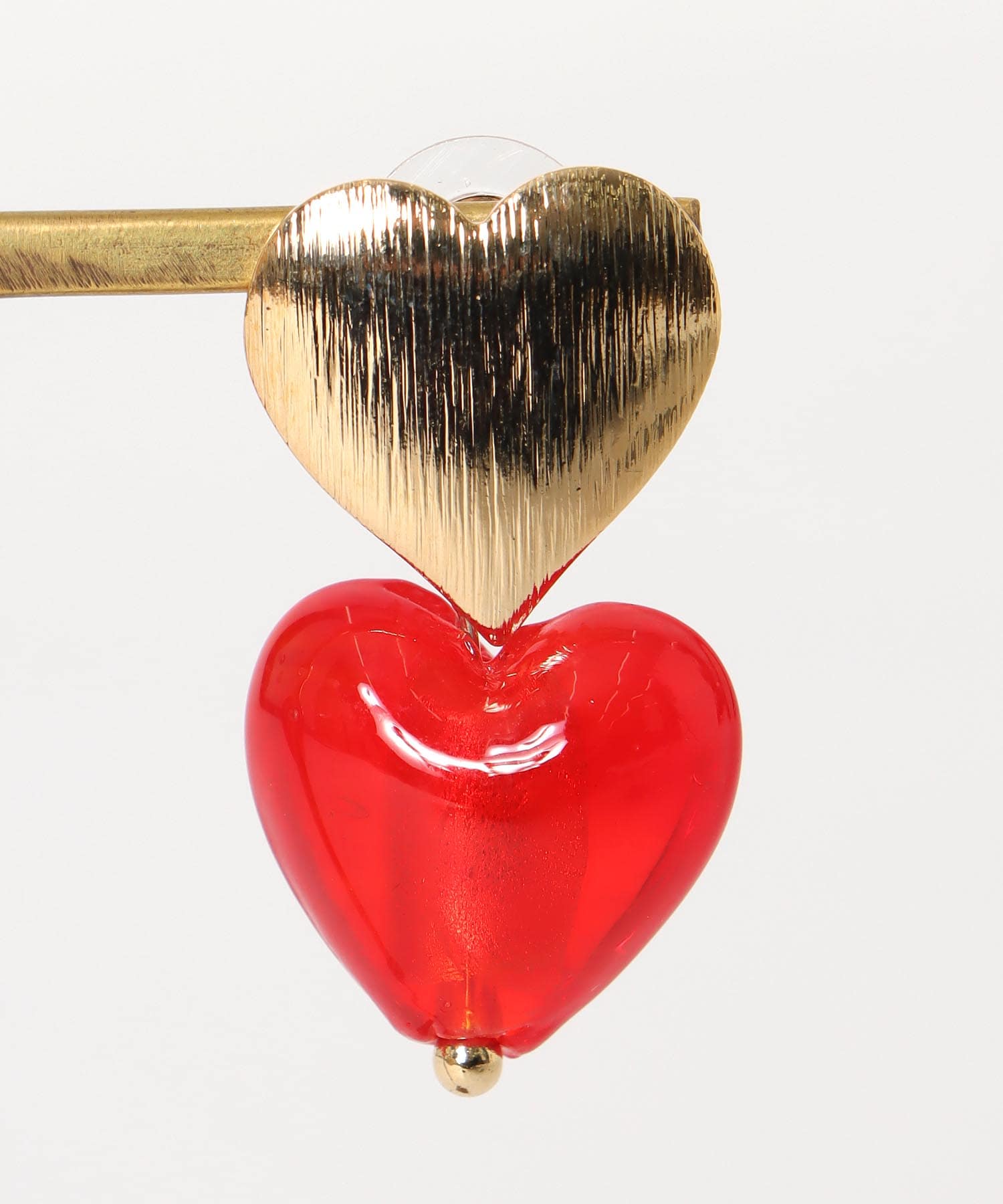 クリアダブルハートピアス