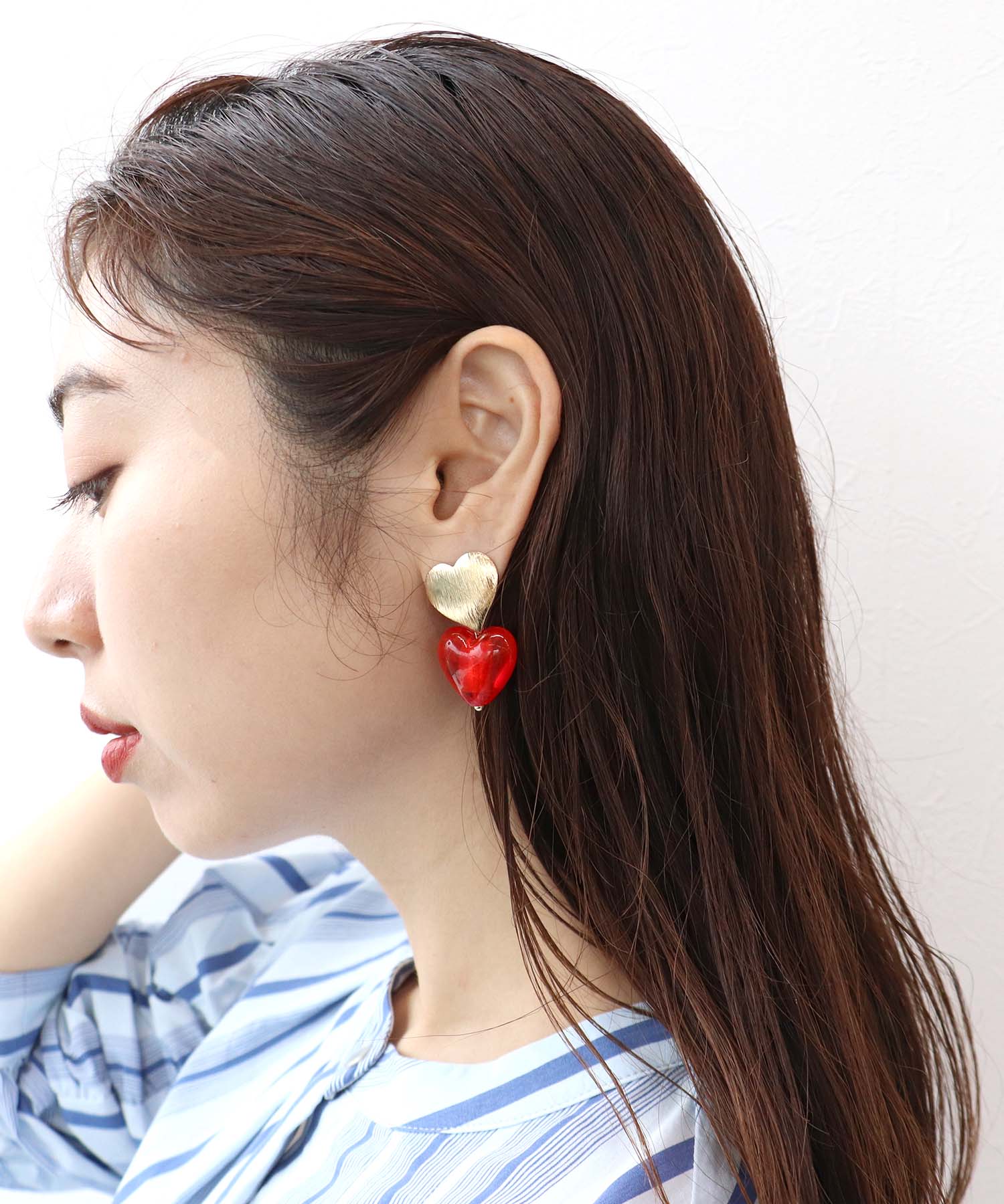 クリアダブルハートピアス