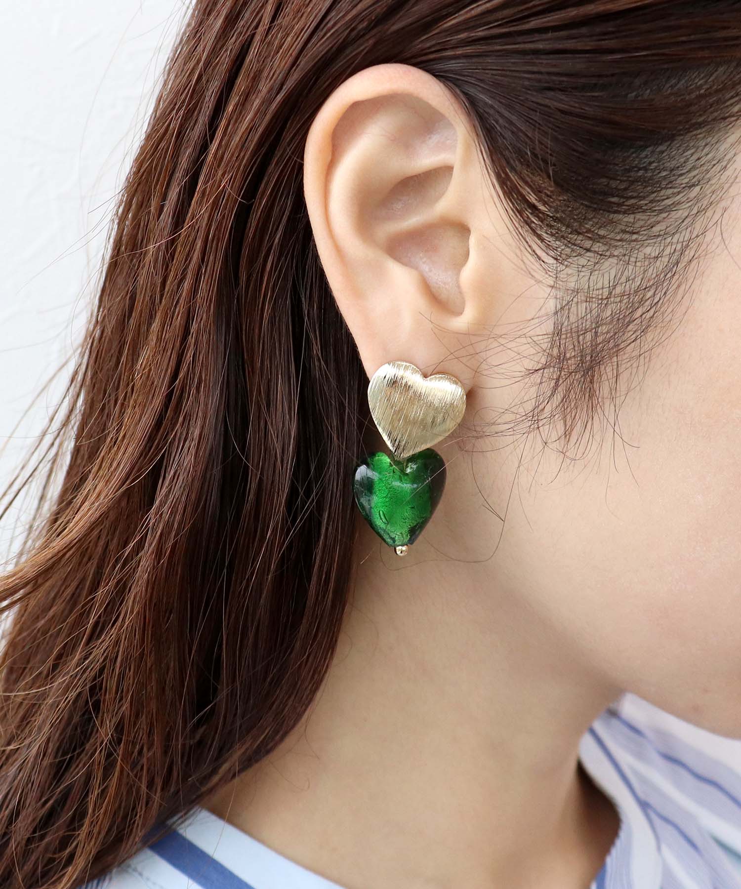 クリアダブルハートピアス