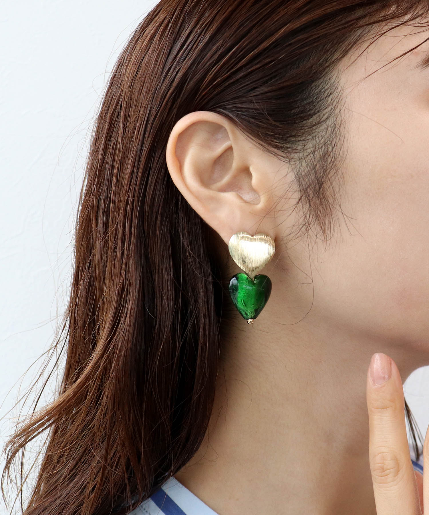 クリアダブルハートピアス