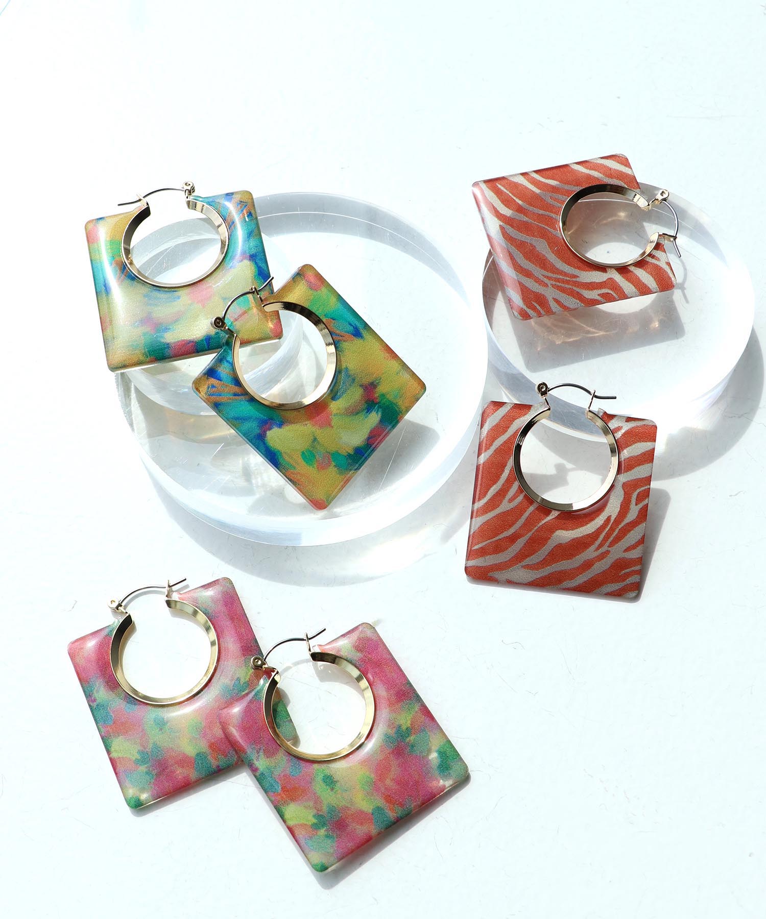 クリアフラワーフープピアス