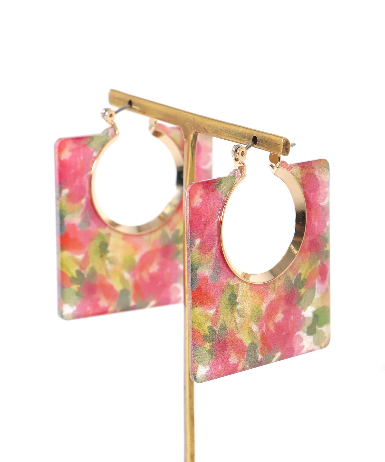 クリアフラワーフープピアス