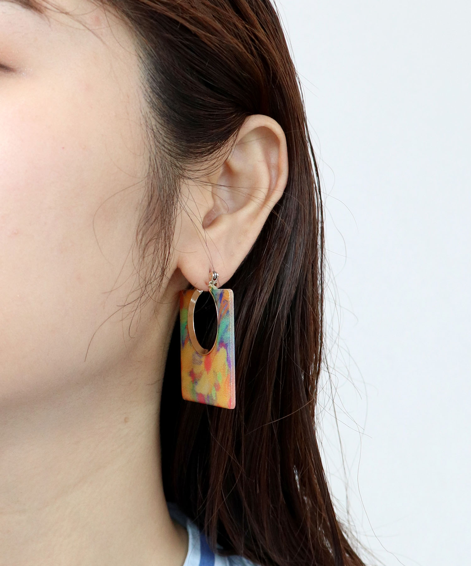 クリアフラワーフープピアス