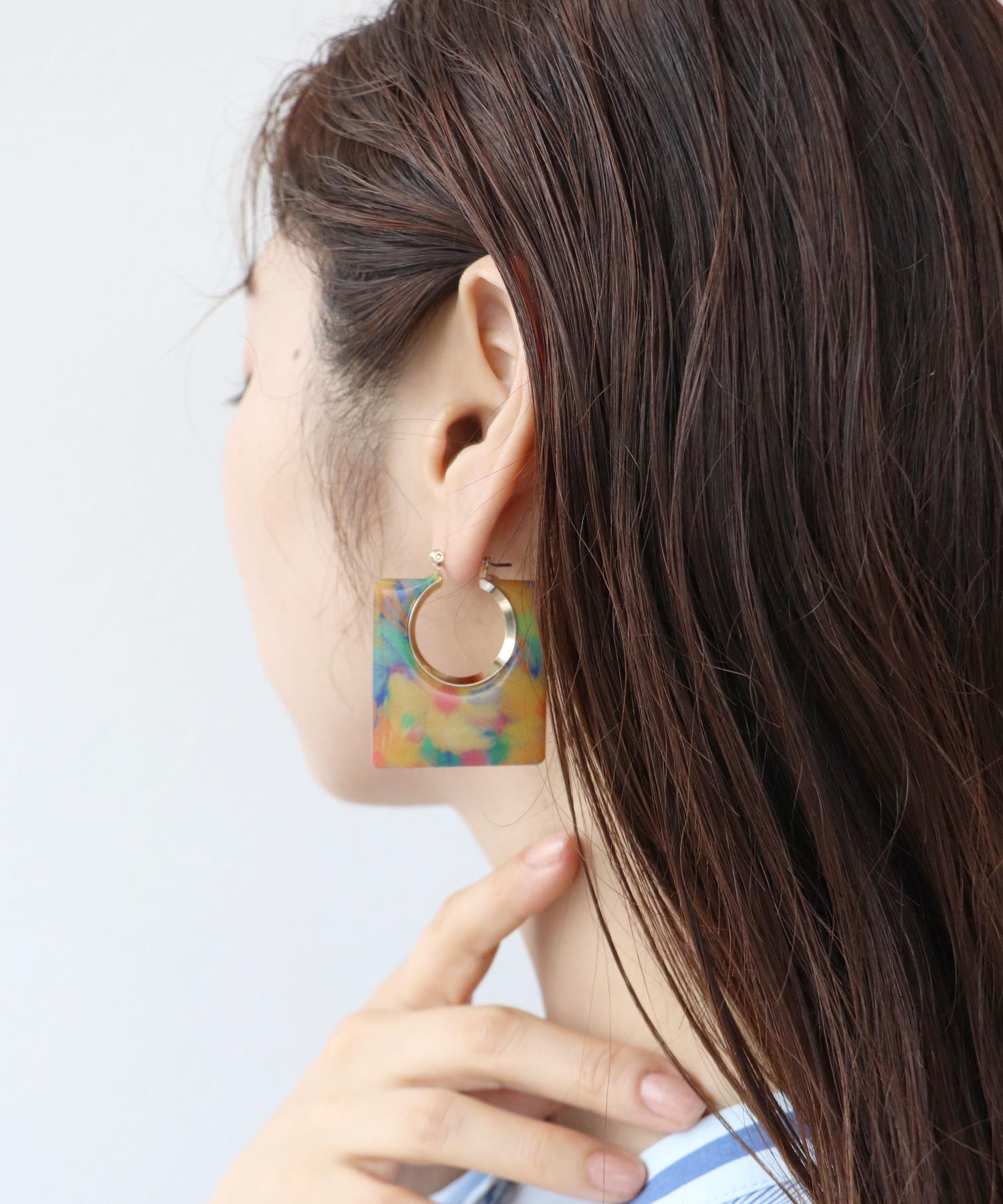 クリアフラワーフープピアス