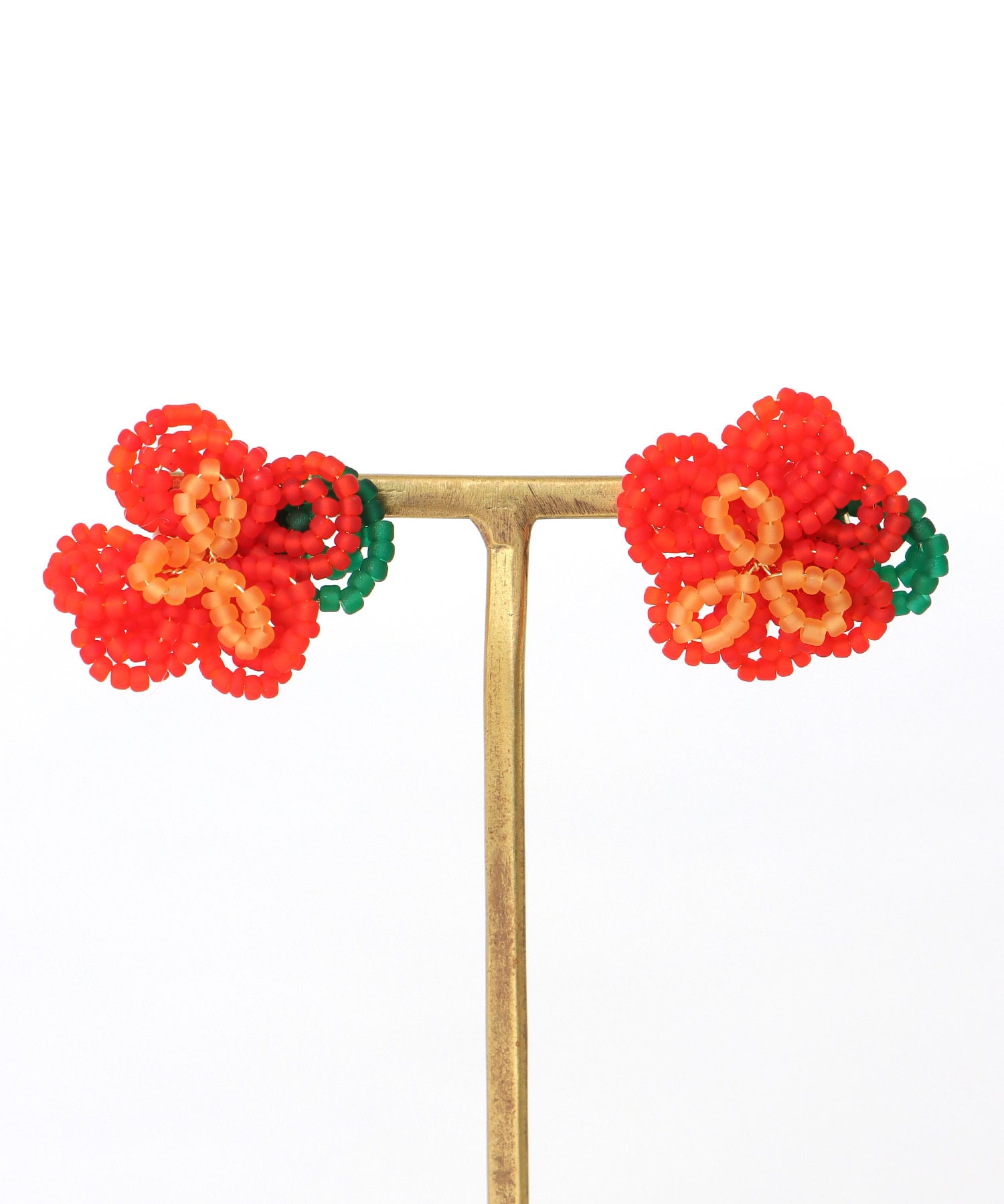 カラーフラワービーズピアス