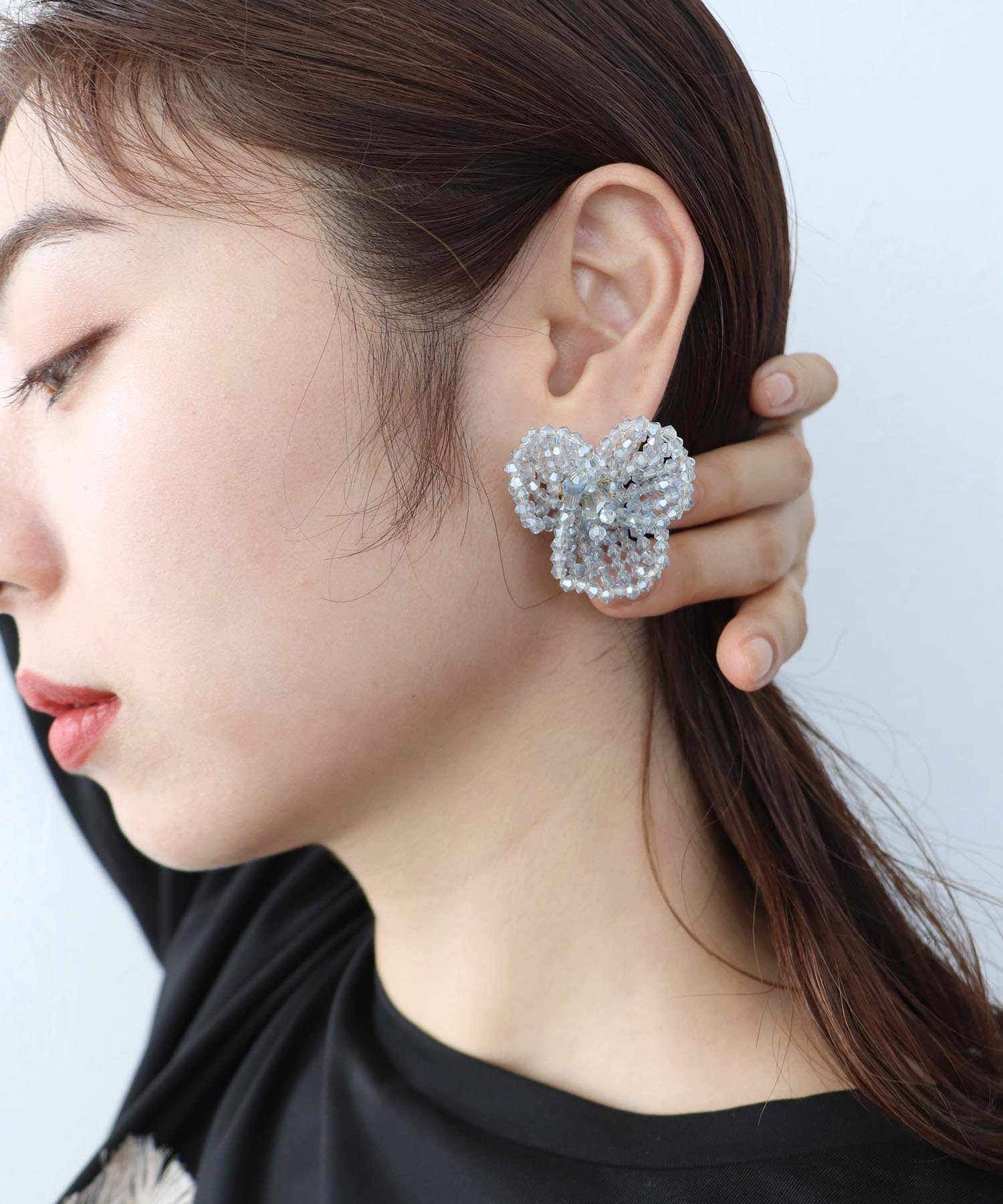 フラワービーズワイヤーピアス