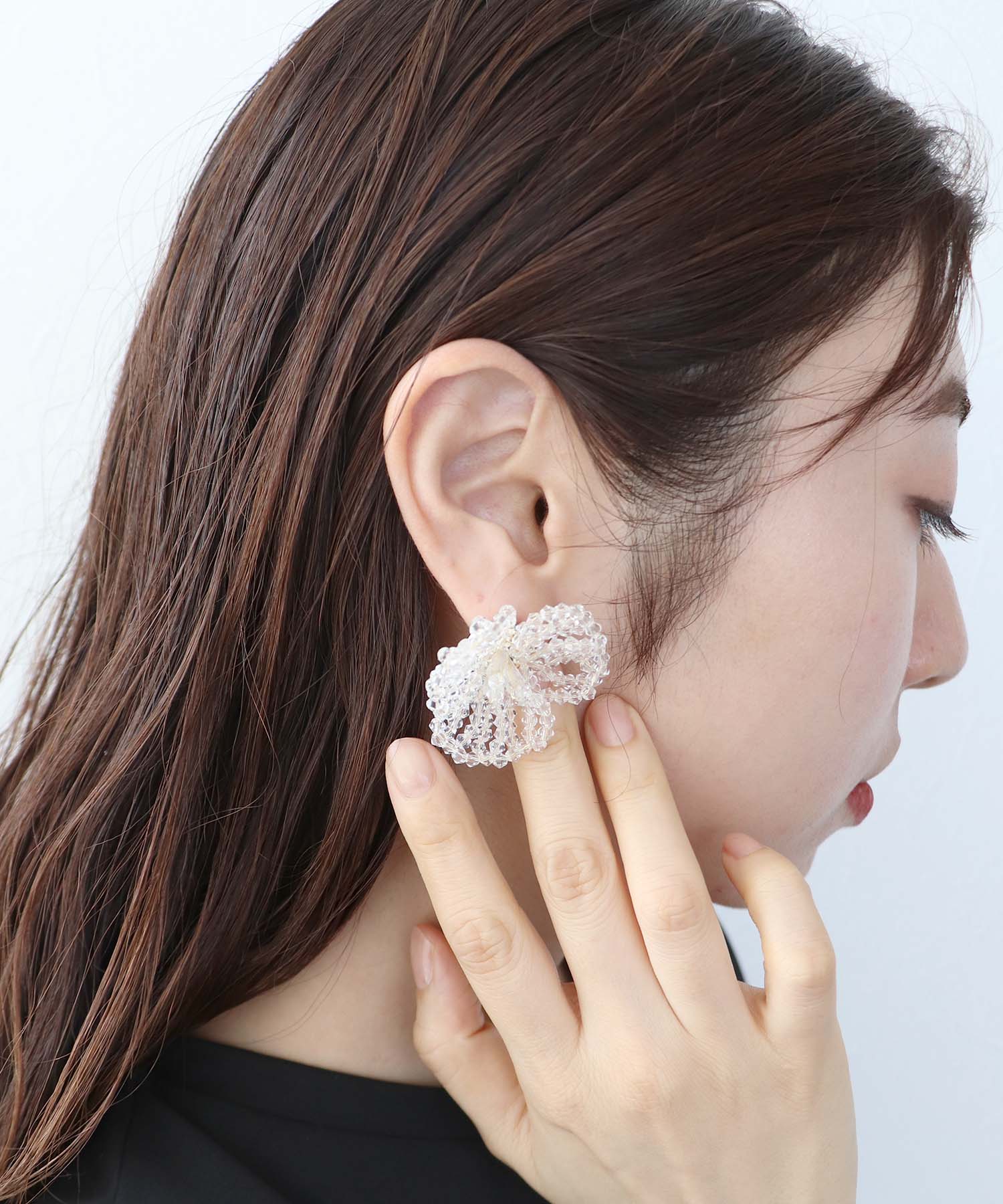 フラワービーズワイヤーピアス